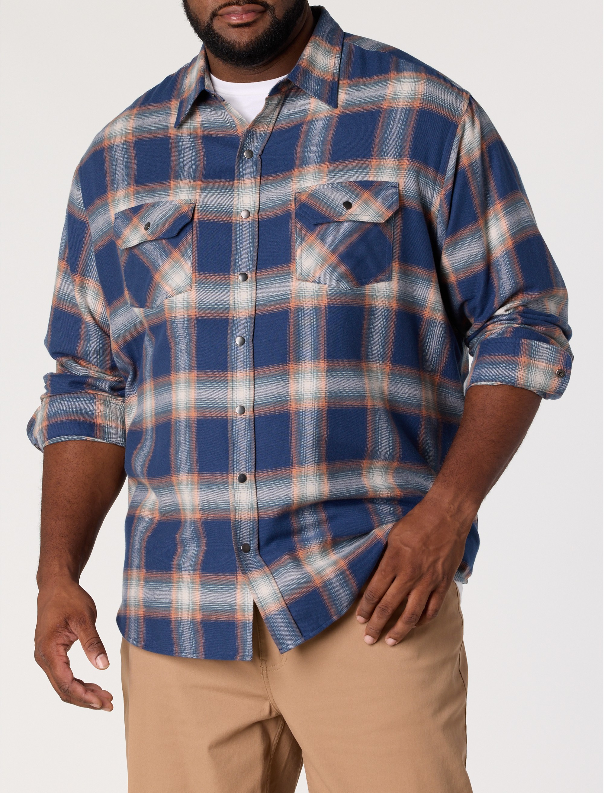 Large Plaid Flannel Sport Shirt