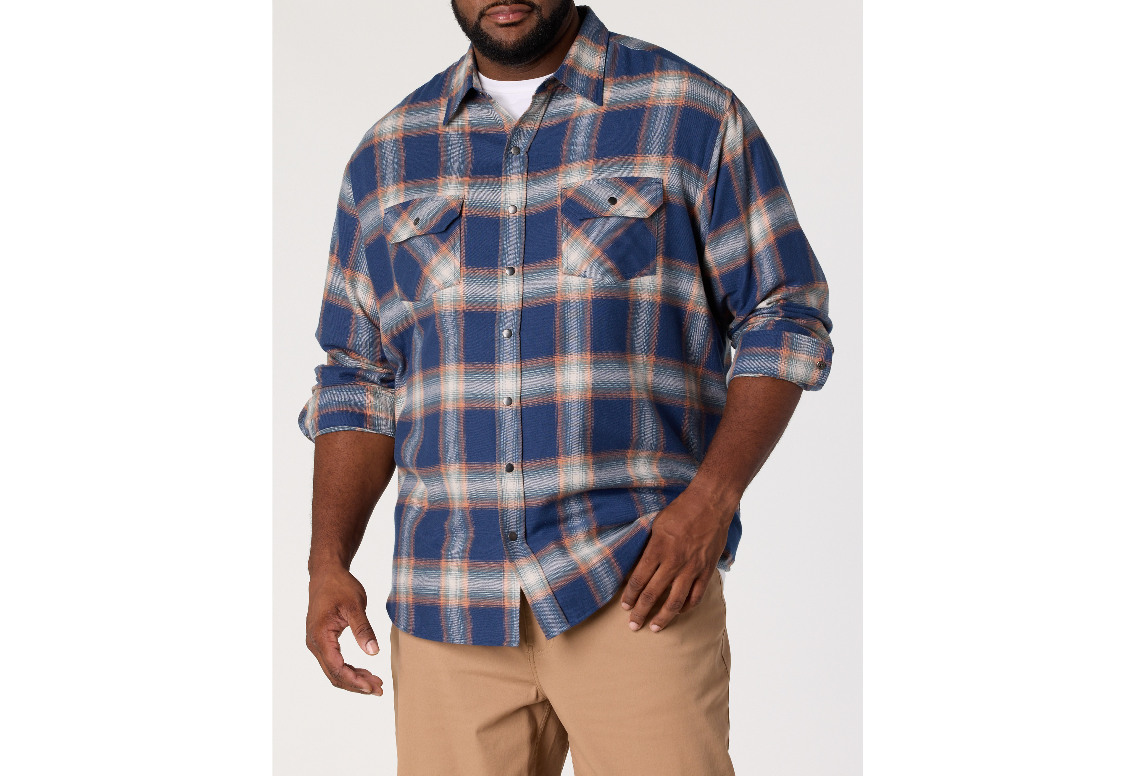 Large Plaid Flannel Sport Shirt