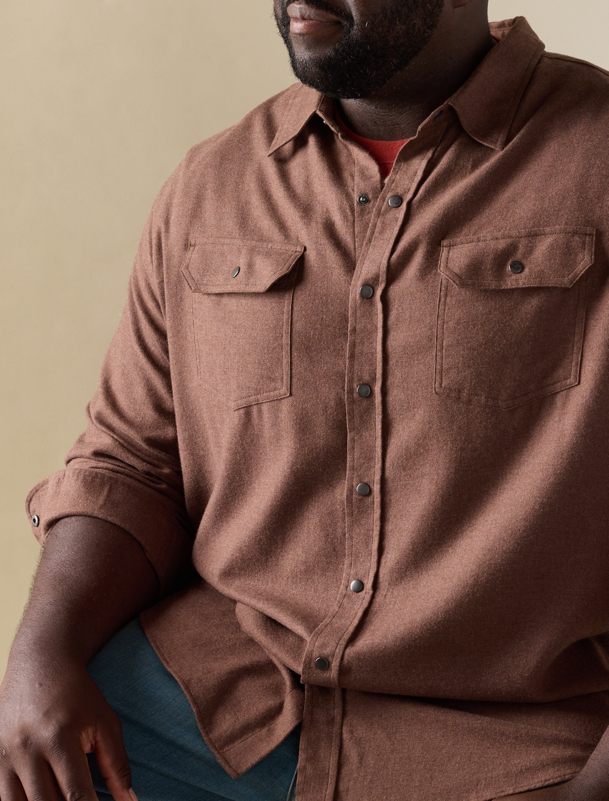 Solid Flannel Sport Shirt