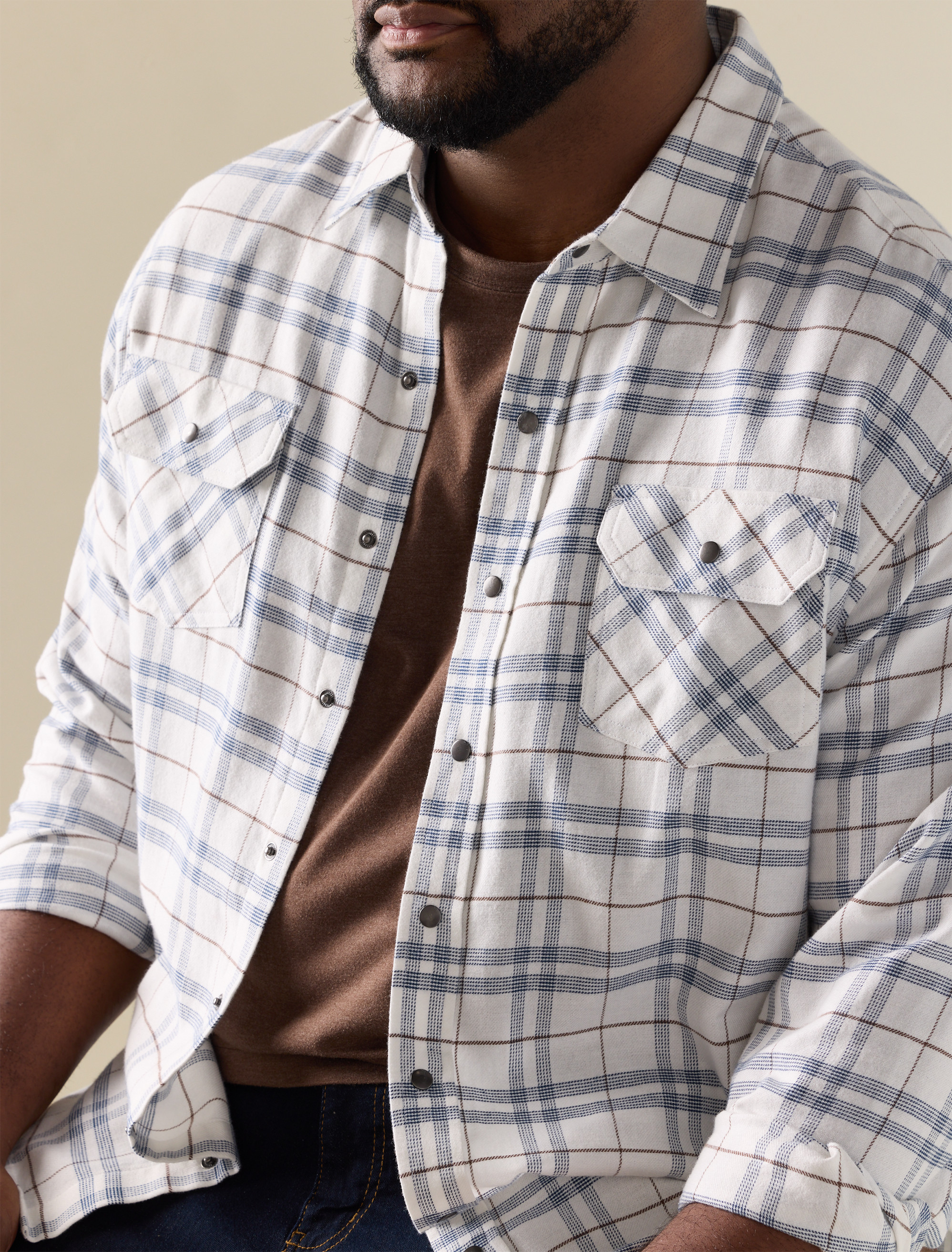 Large Plaid Flannel Sport Shirt