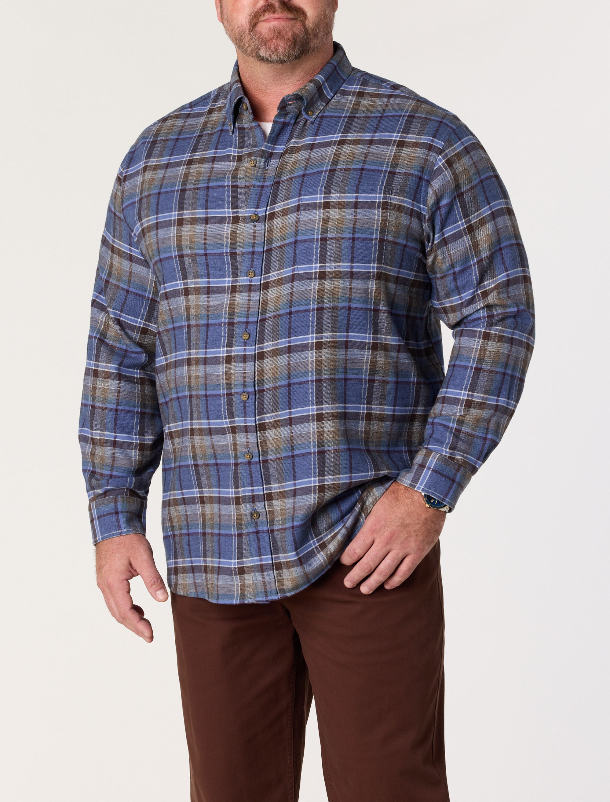 Large Plaid Flannel Sport Shirt