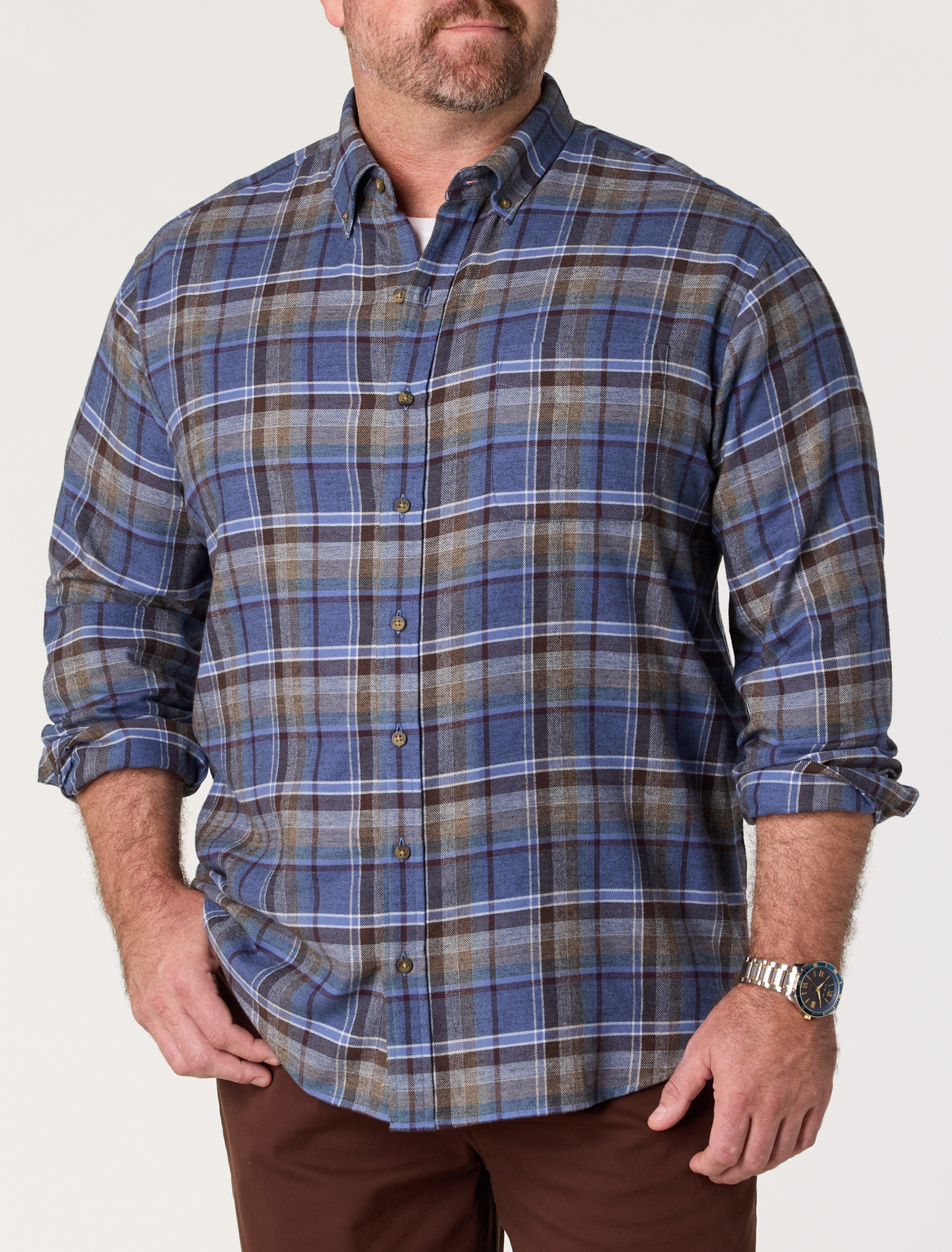 Large Plaid Flannel Sport Shirt