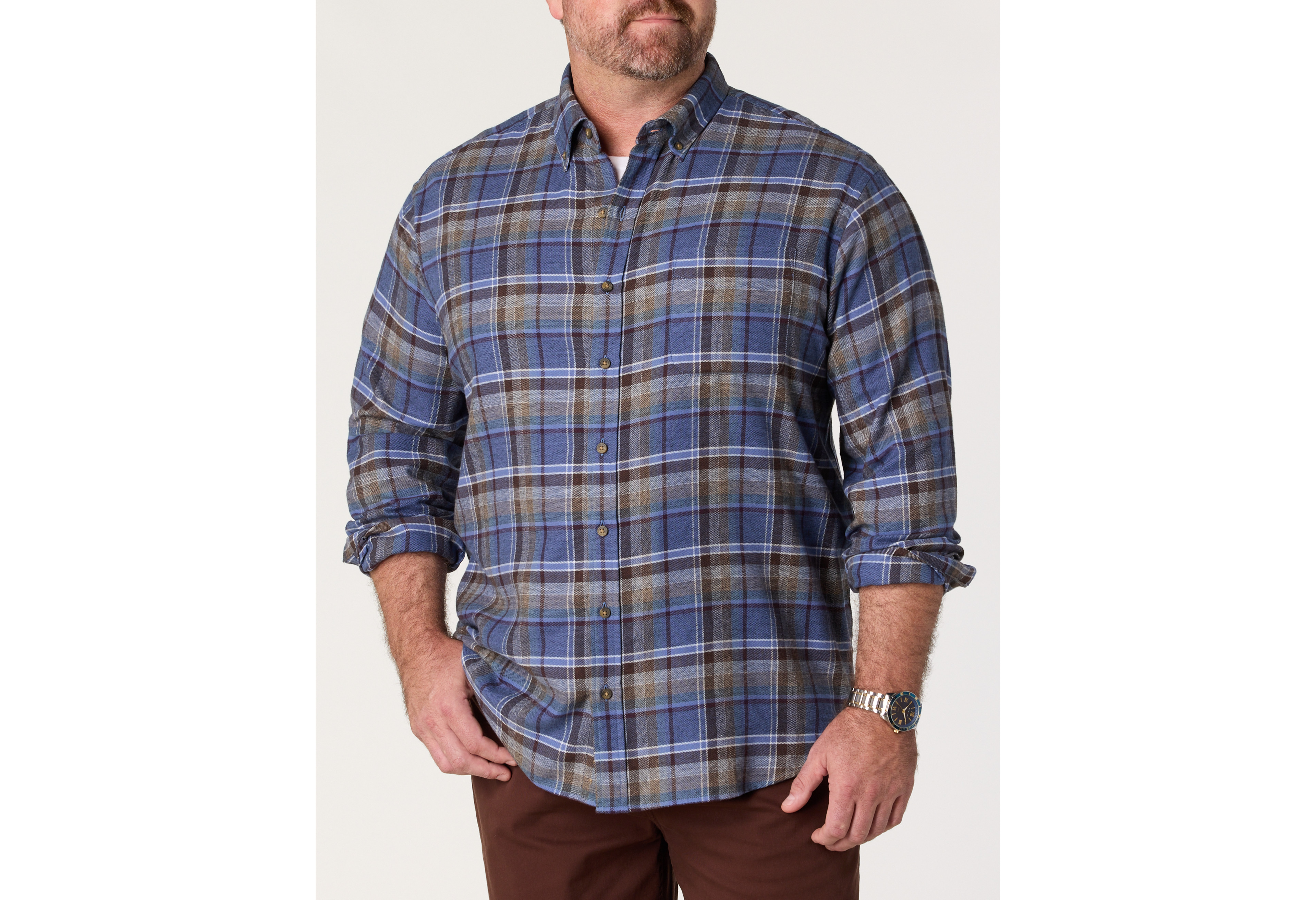 Large Plaid Flannel Sport Shirt