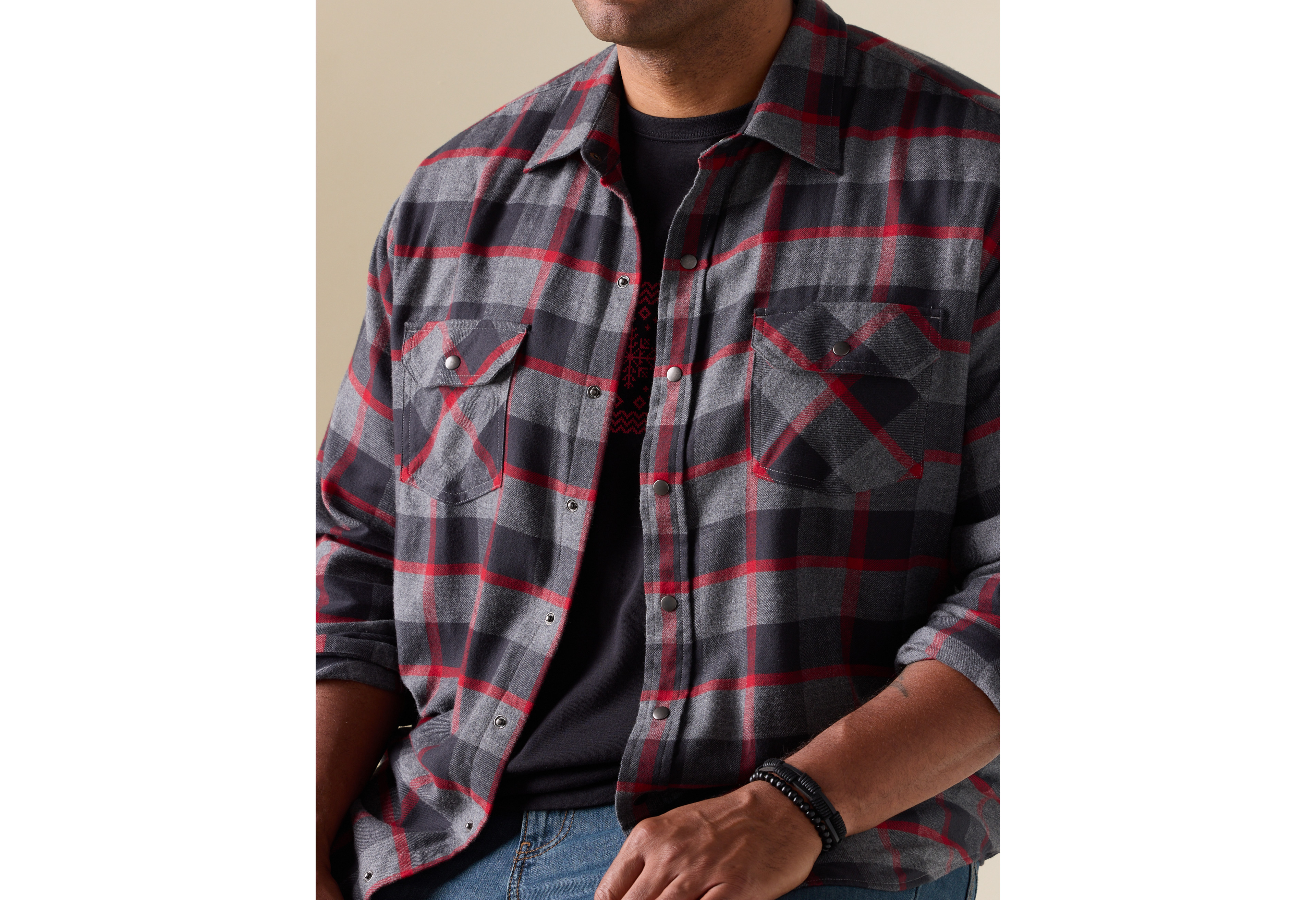 Large Check Flannel Sport Shirt