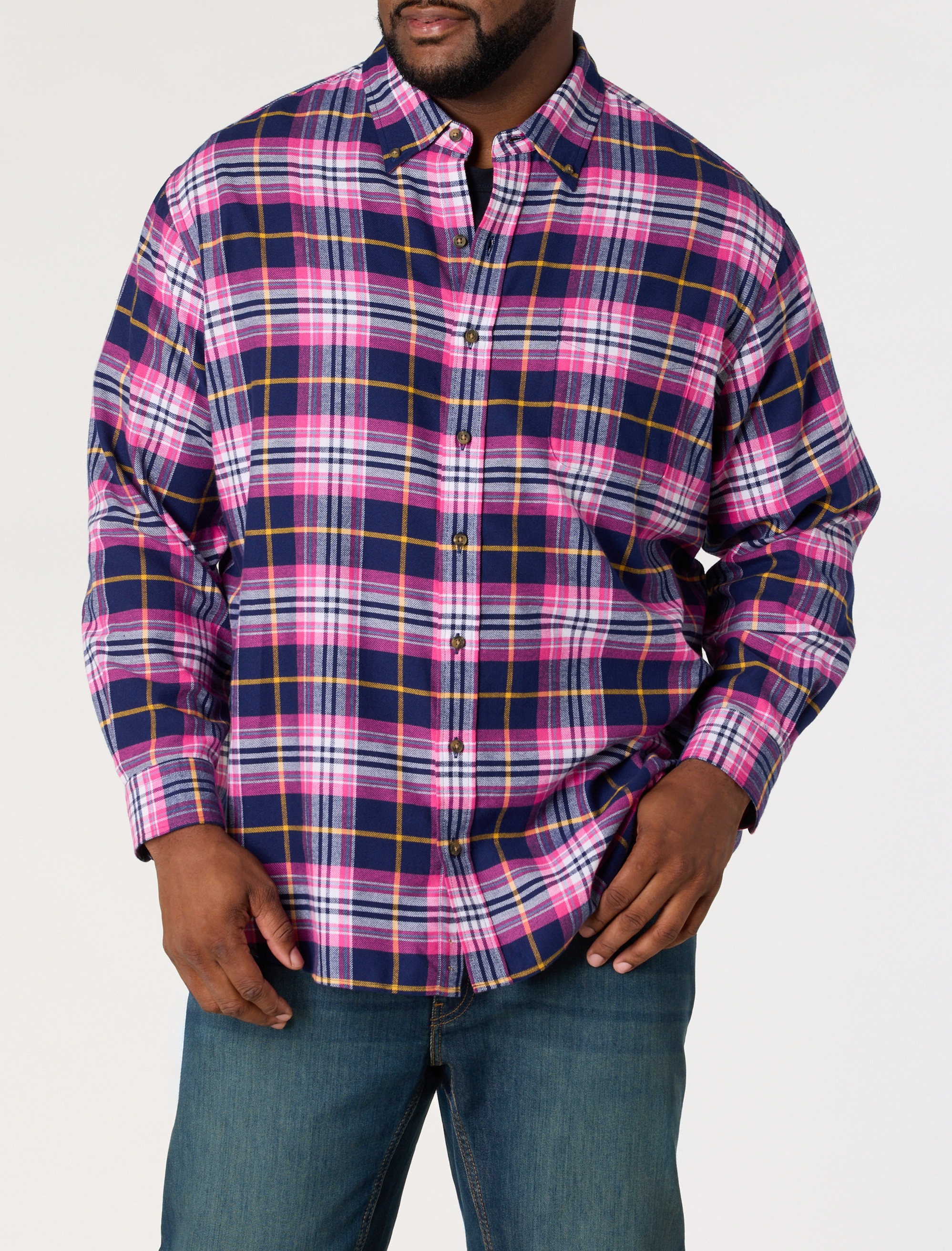 Large Plaid Flannel Sport Shirt