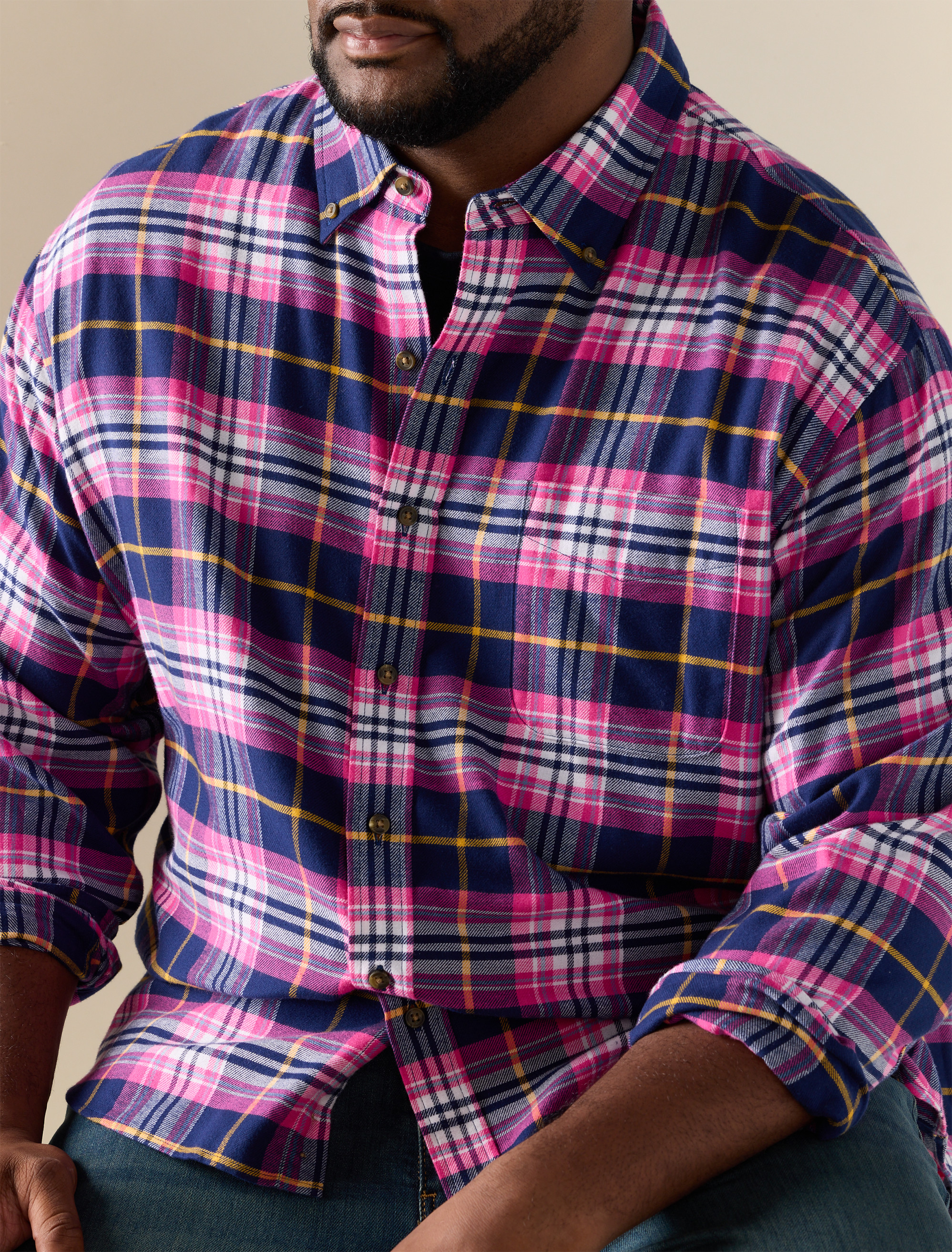 Large Plaid Flannel Sport Shirt