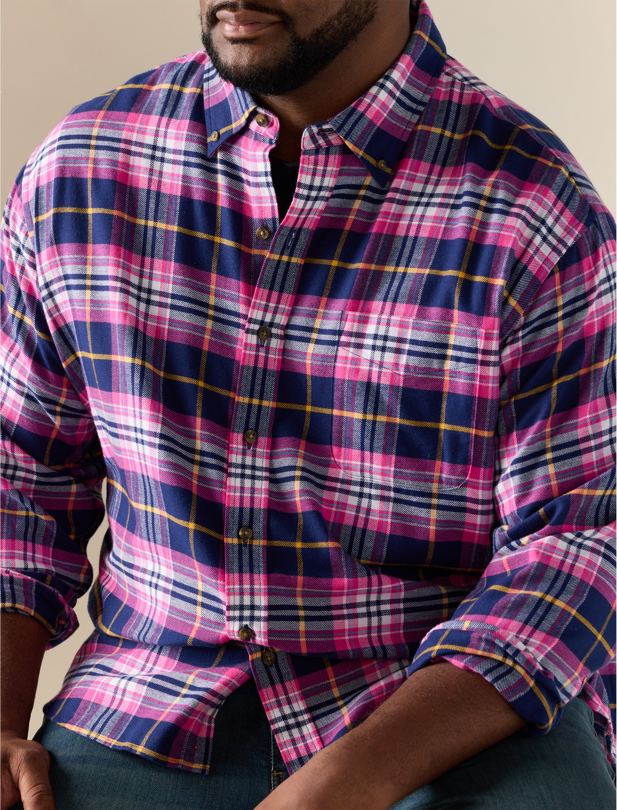 Large Plaid Flannel Sport Shirt - thumbnail 3