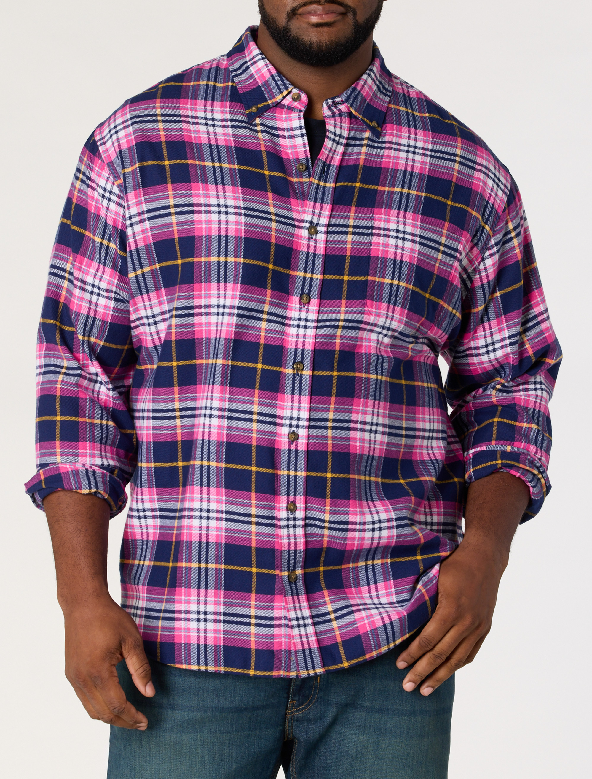 Large Plaid Flannel Sport Shirt