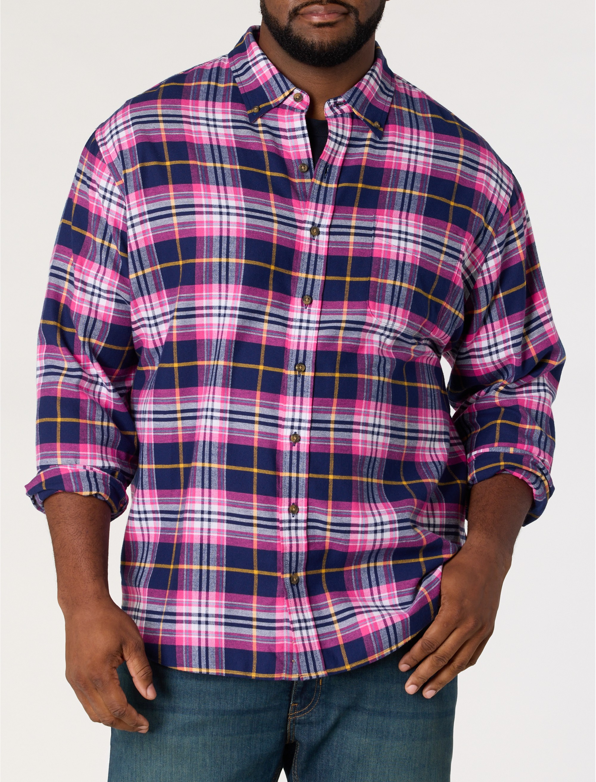 Large Plaid Flannel Sport Shirt
