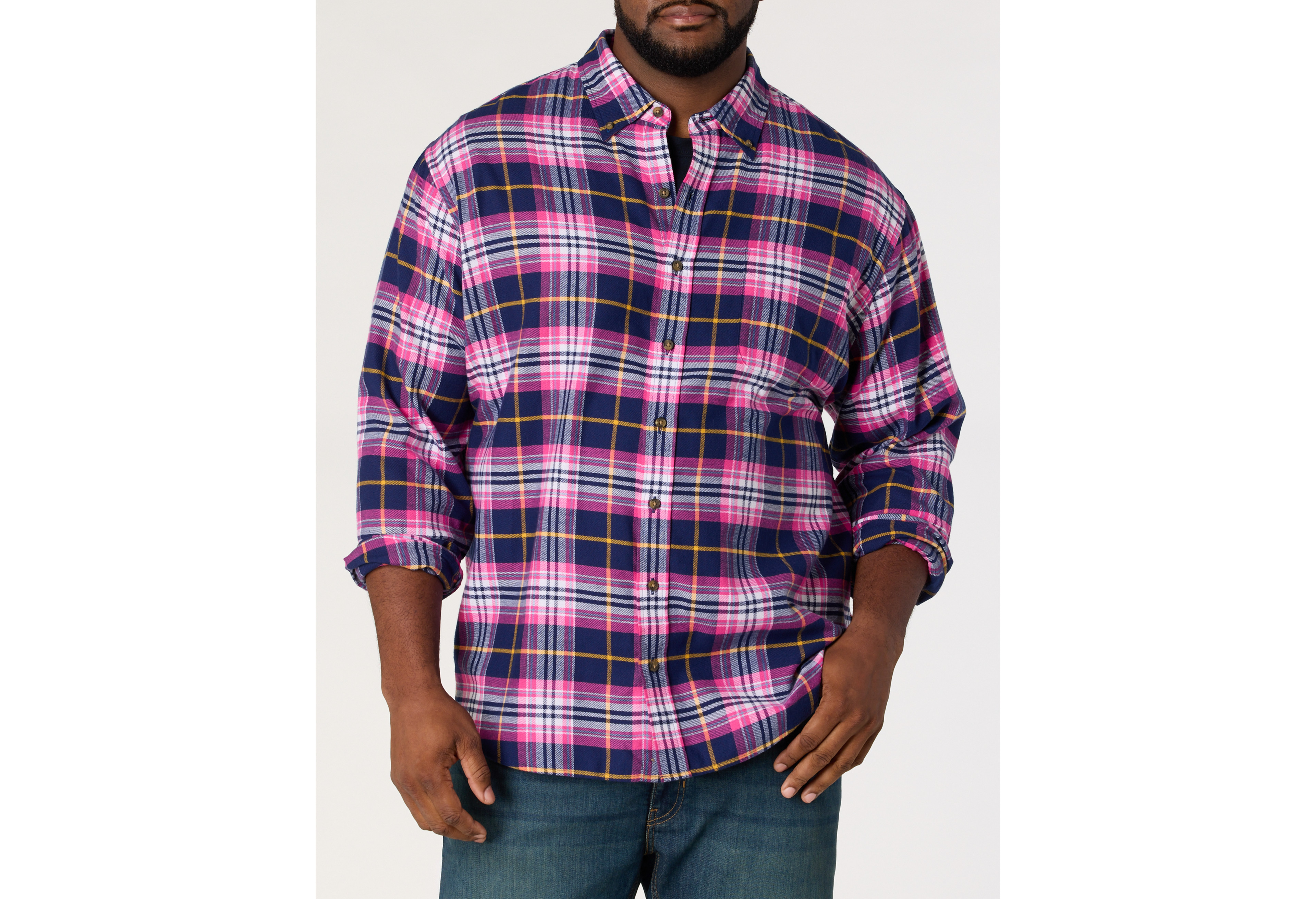 Large Plaid Flannel Sport Shirt