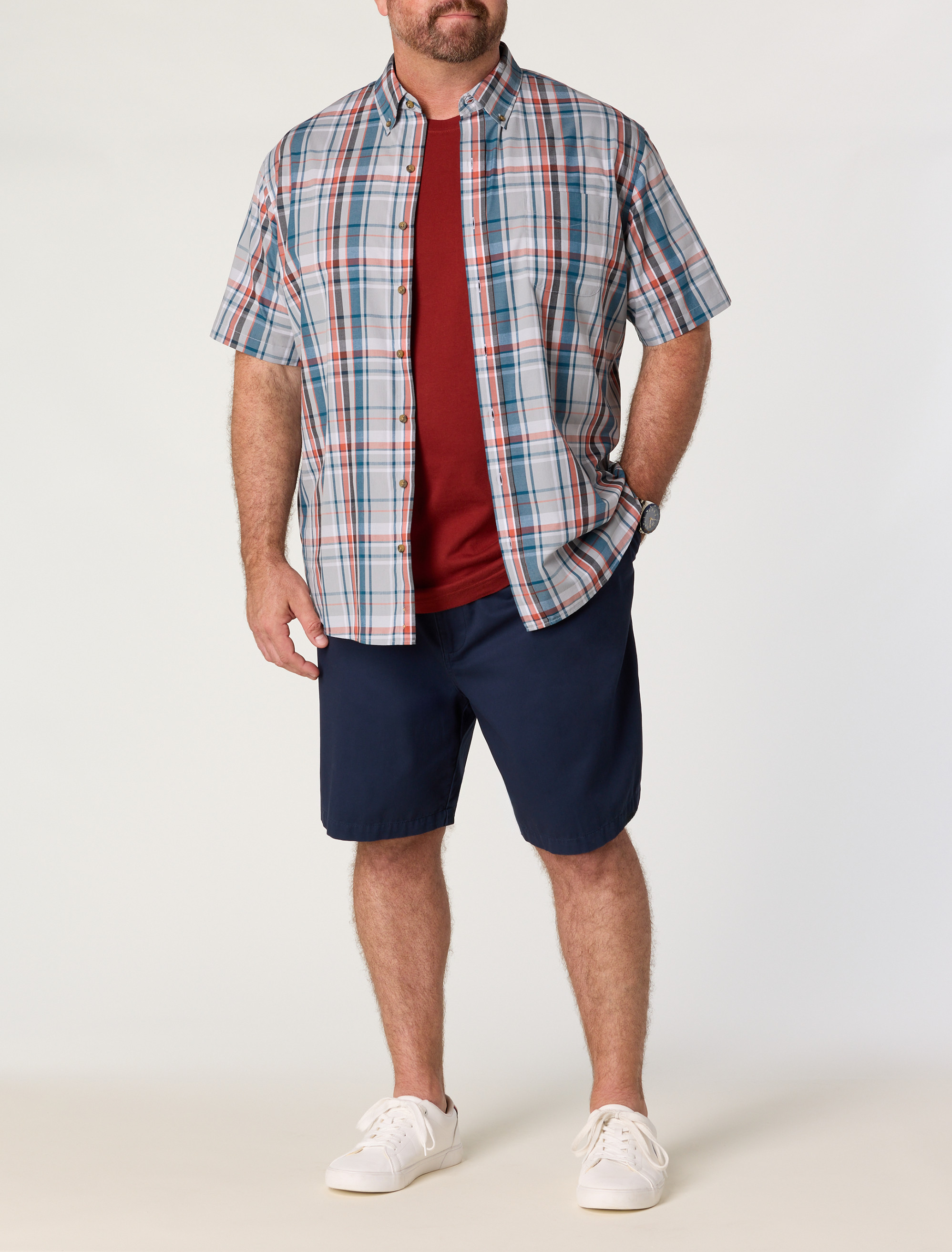 Easy-Care Large Plaid Sport Shirt