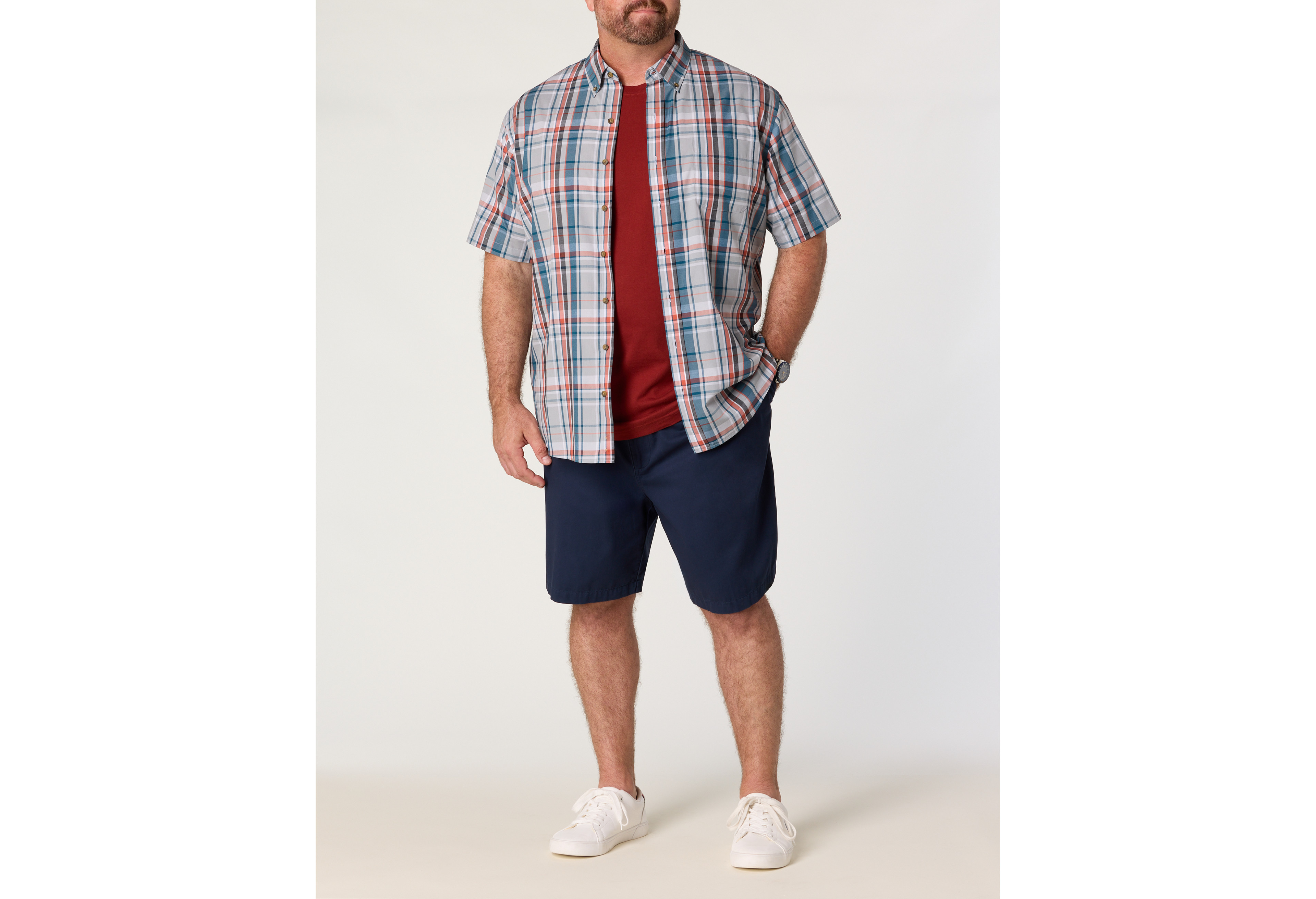 Easy-Care Large Plaid Sport Shirt