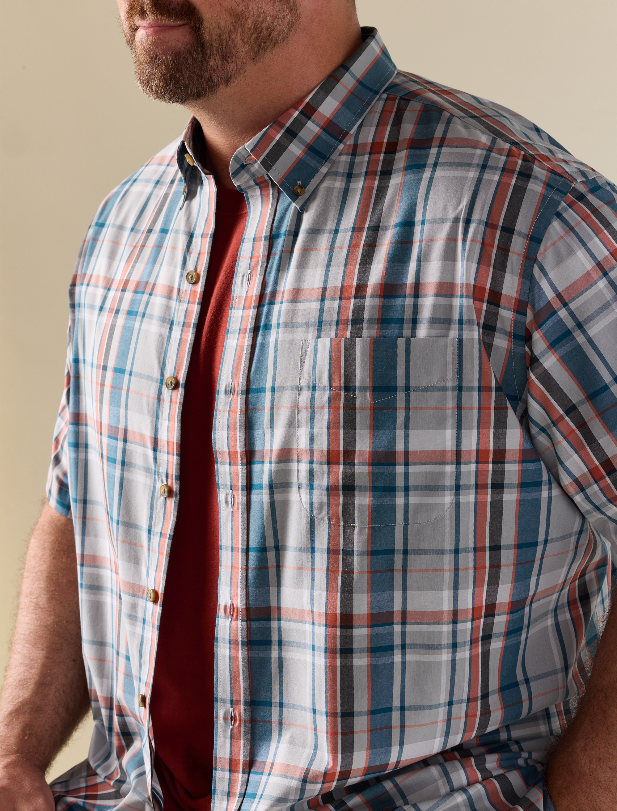 Easy-Care Large Plaid Sport Shirt