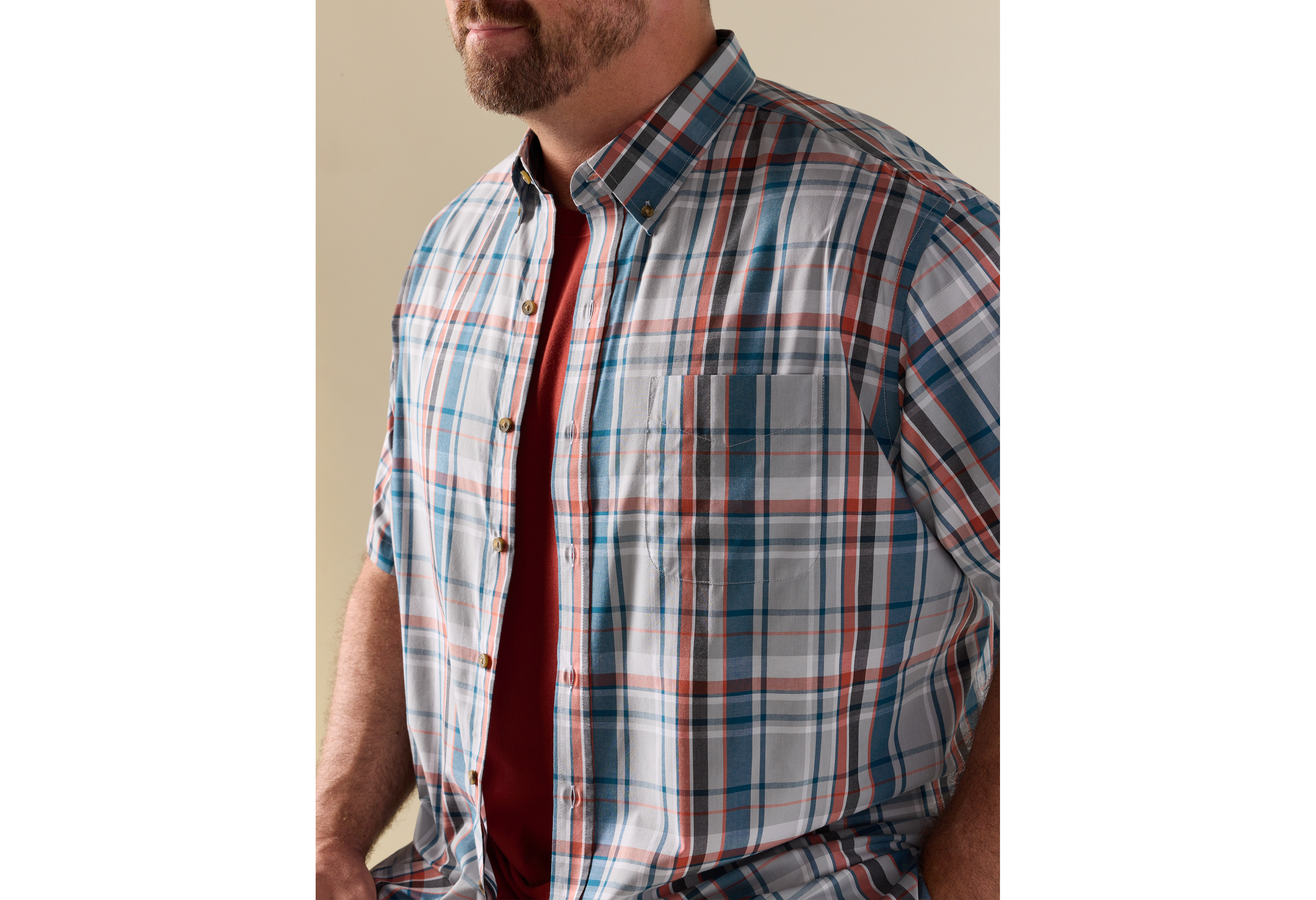 Easy-Care Large Plaid Sport Shirt