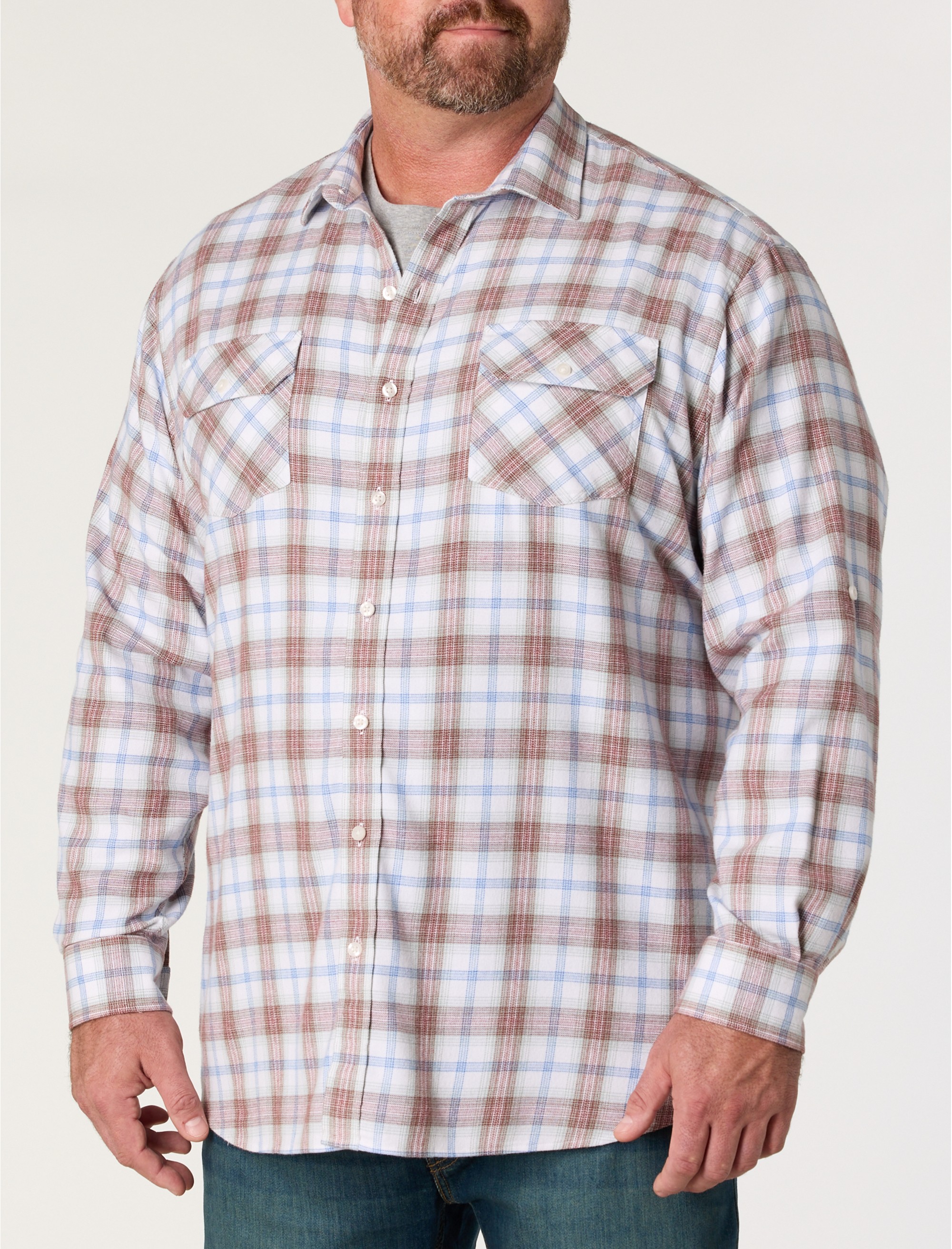Plaid Rolled-Sleeve Sport Shirt - thumbnail 2