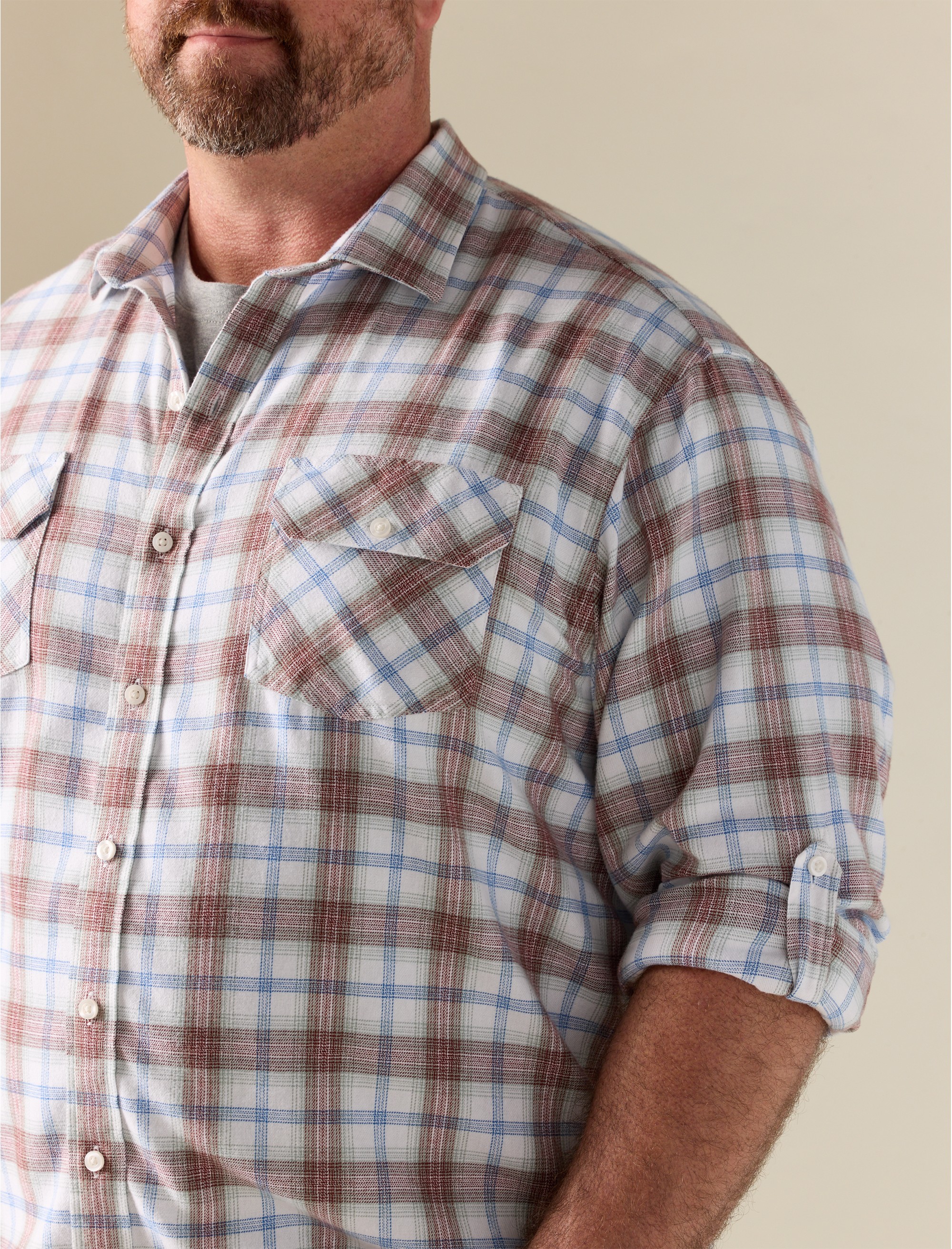 Plaid Rolled-Sleeve Sport Shirt - thumbnail 3