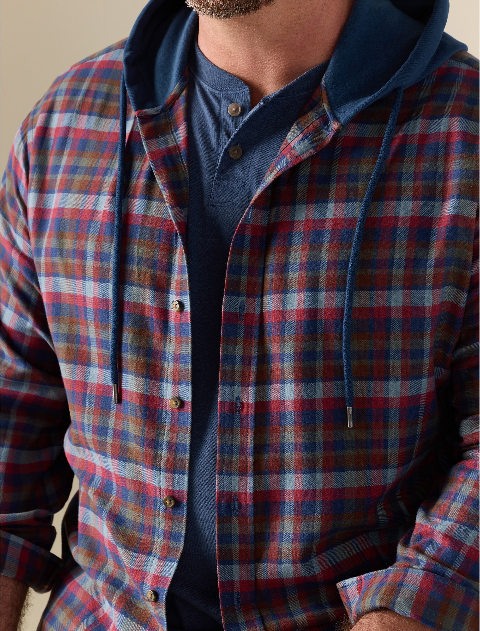 Hooded Flannel Shirt Jacket - thumbnail 3