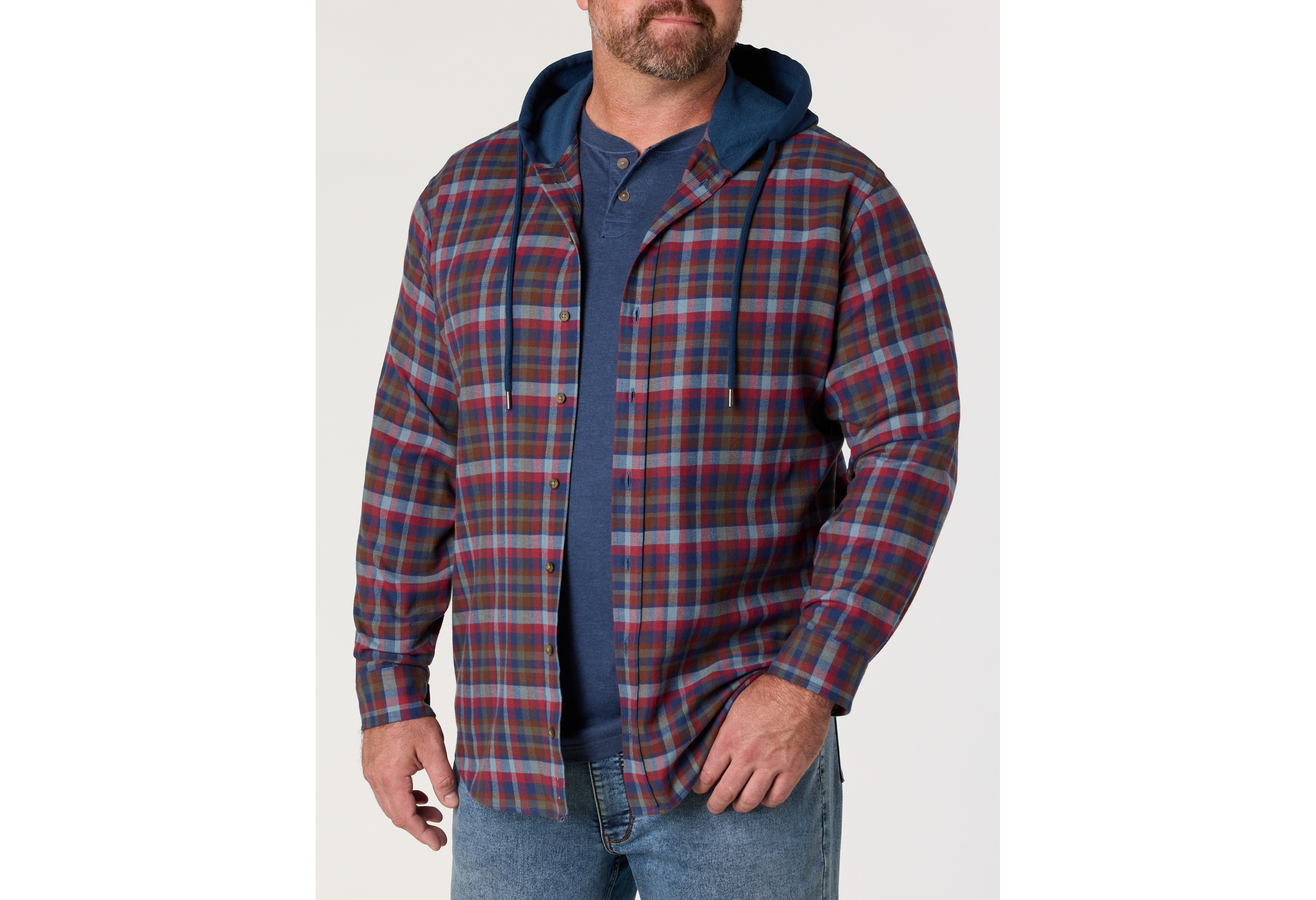 Hooded Flannel Shirt Jacket