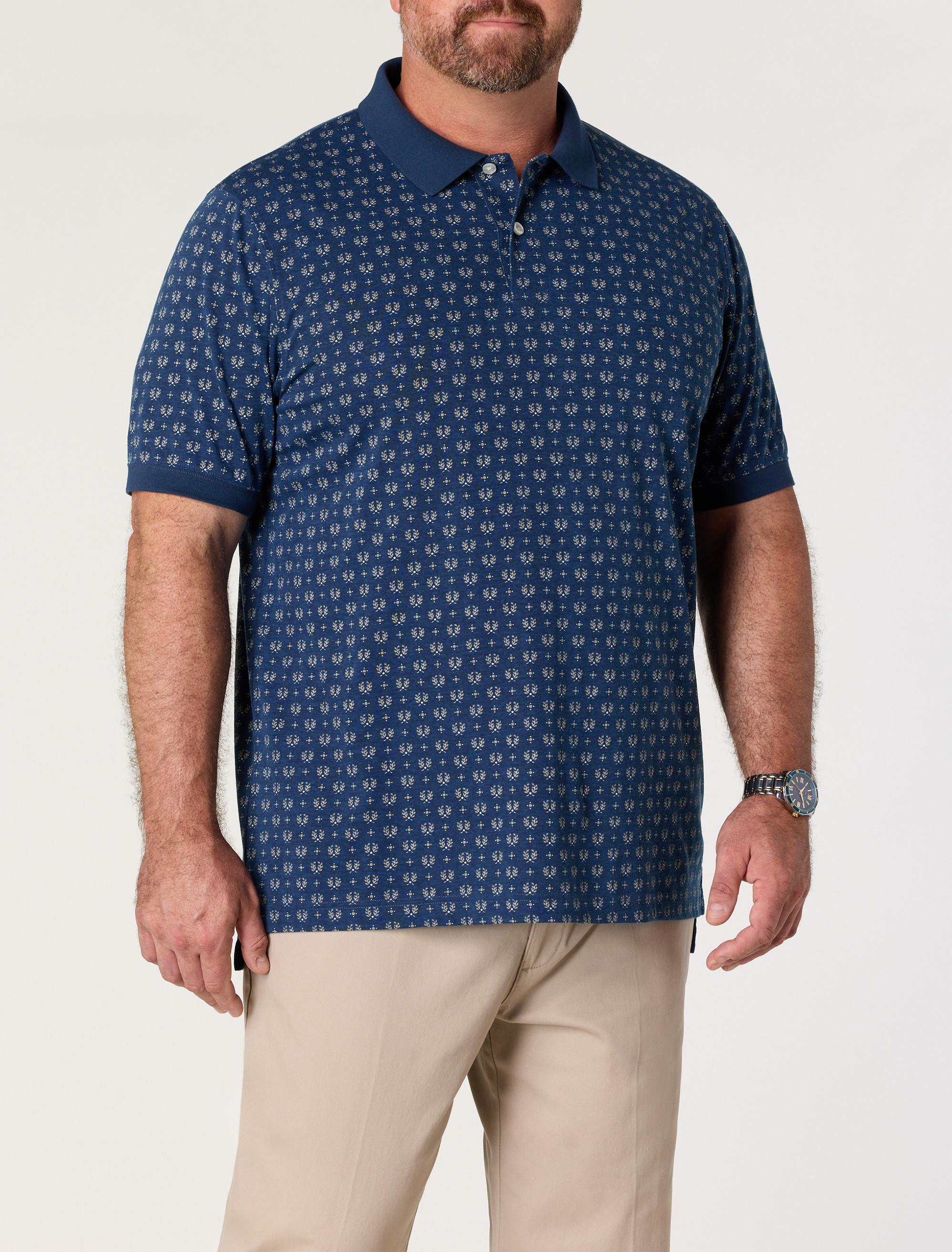 Leaf Print Polo Shirt