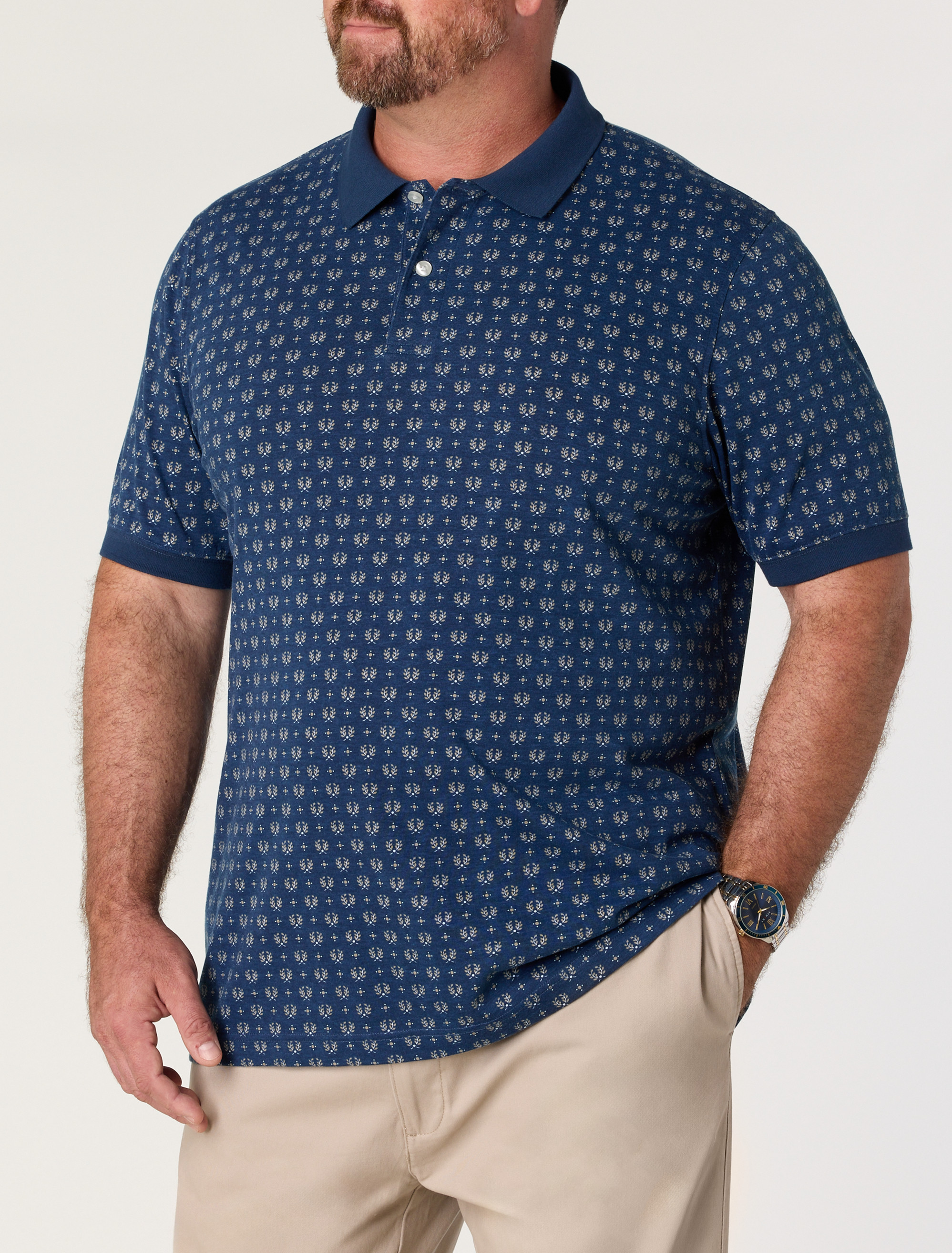 Leaf Print Polo Shirt