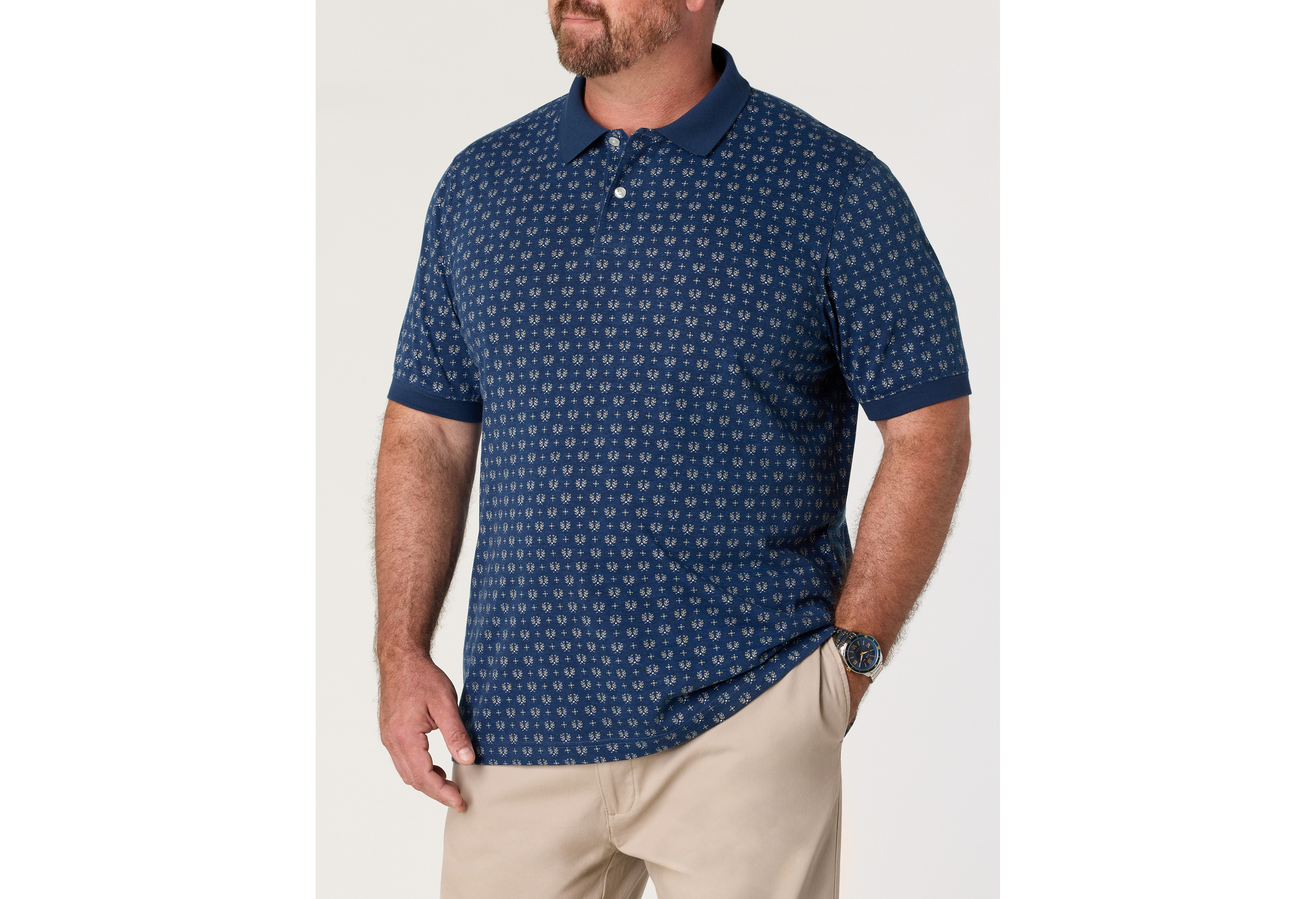 Leaf Print Polo Shirt