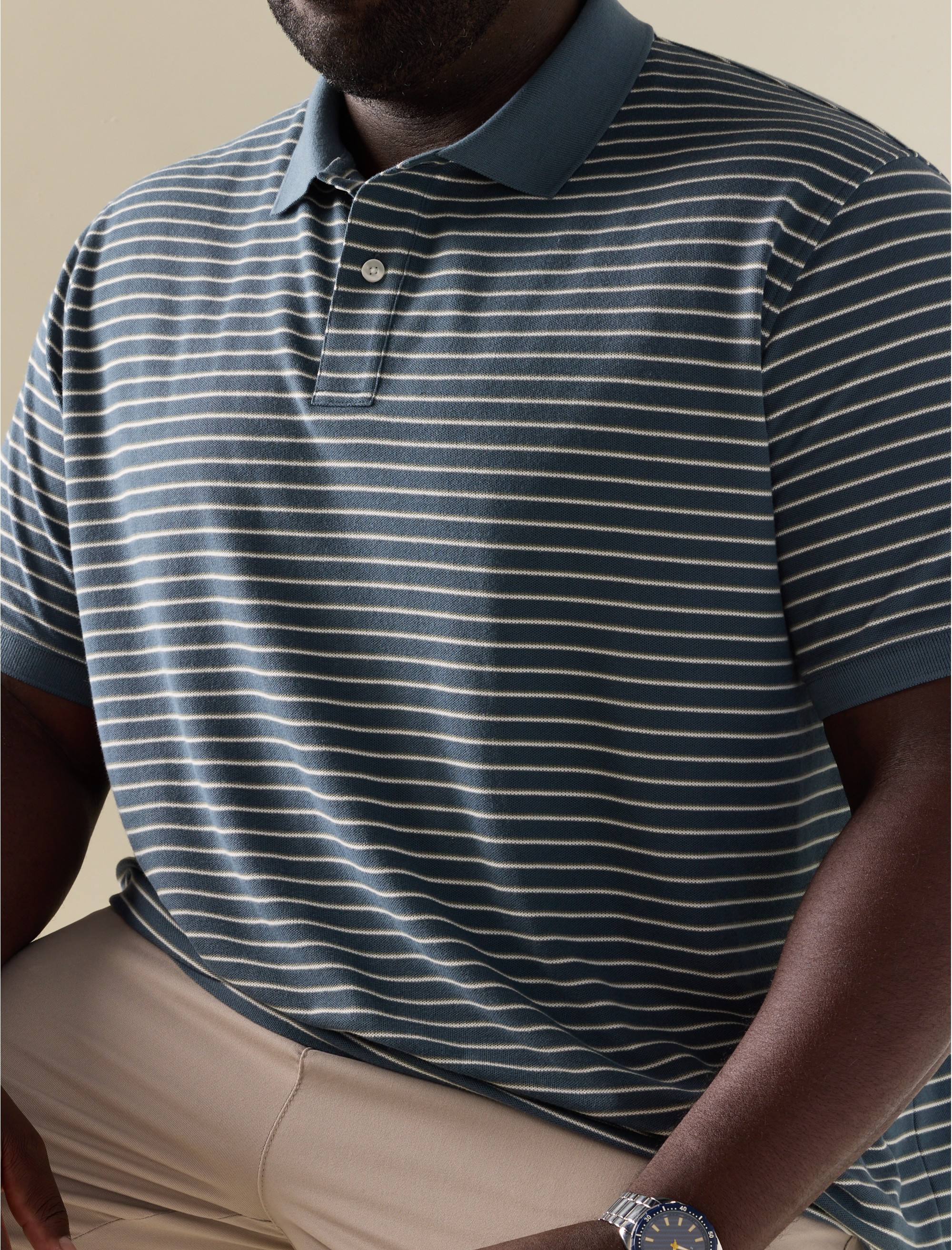 Tri-Color Striped Polo Shirt - thumbnail 2