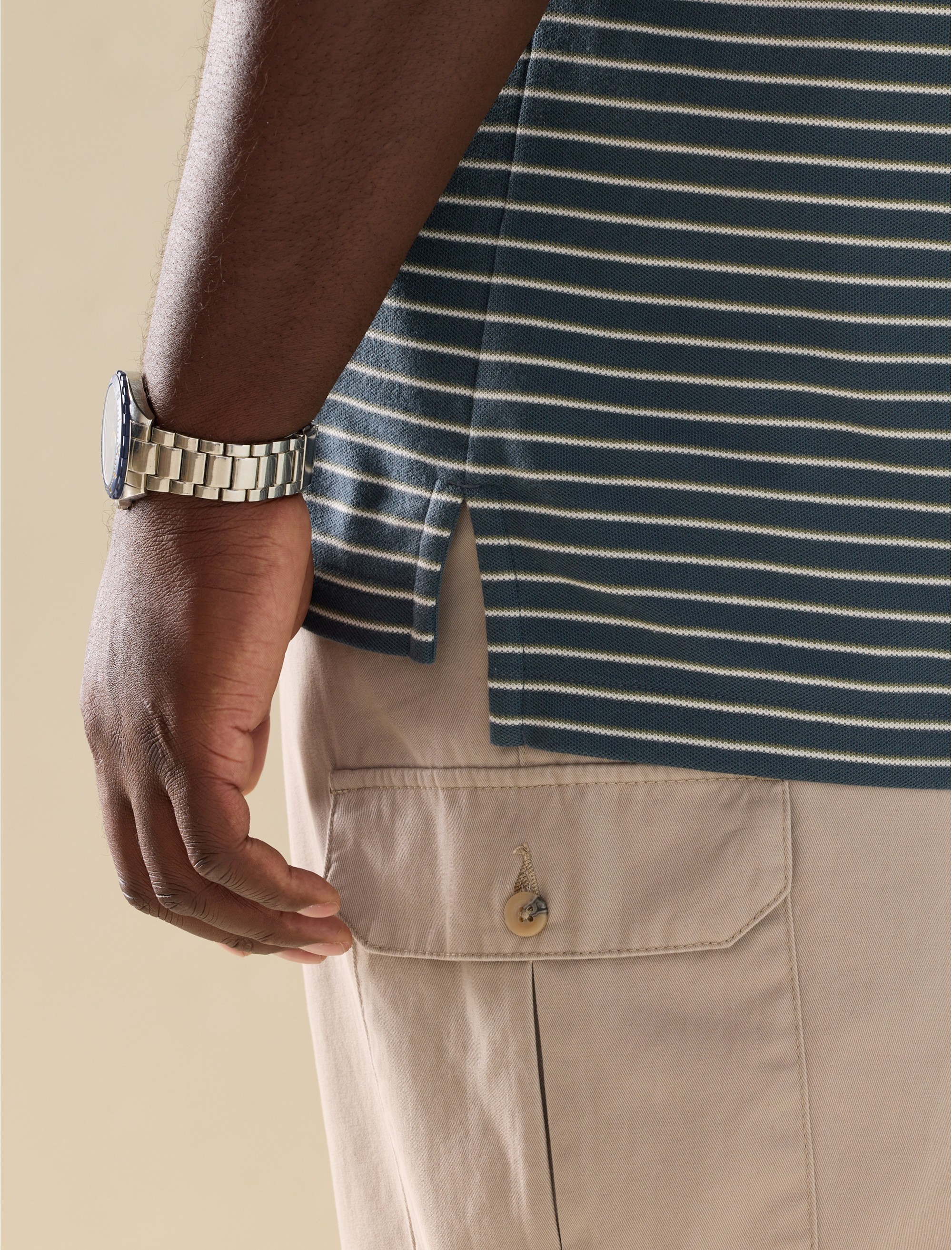 Tri-Color Striped Polo Shirt - thumbnail 3