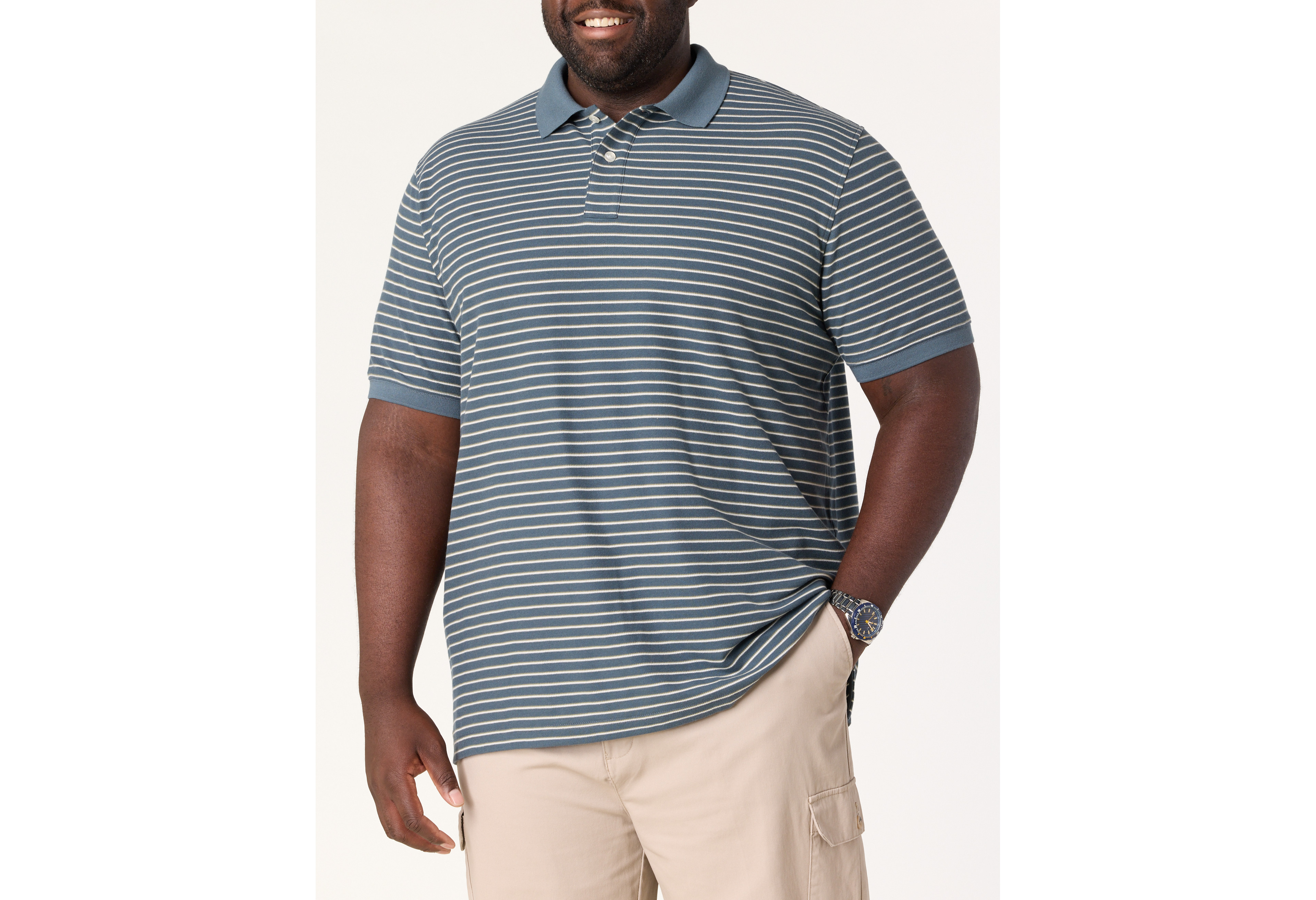 Tri-Color Striped Polo Shirt