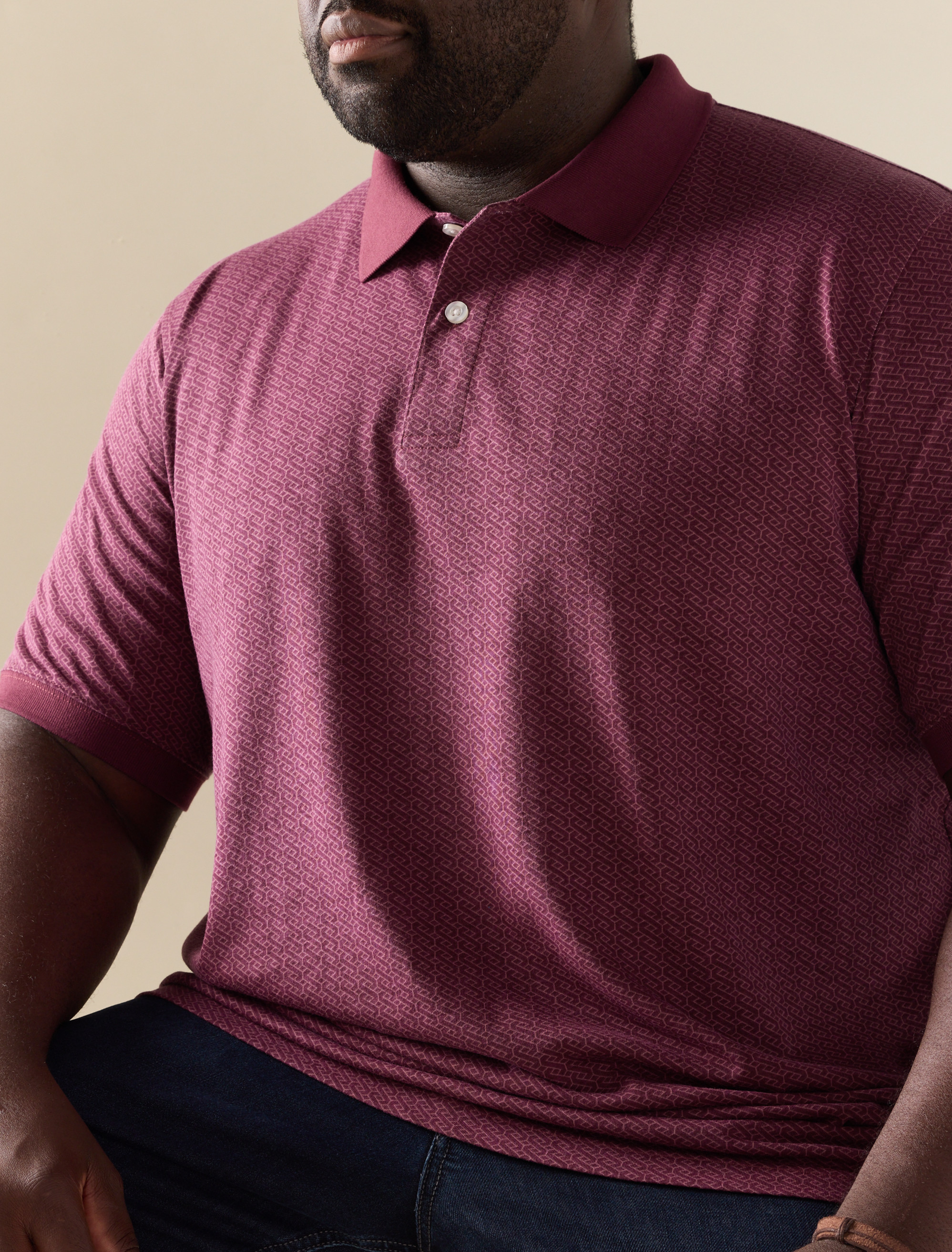 Tonal Geometric Print Polo Shirt