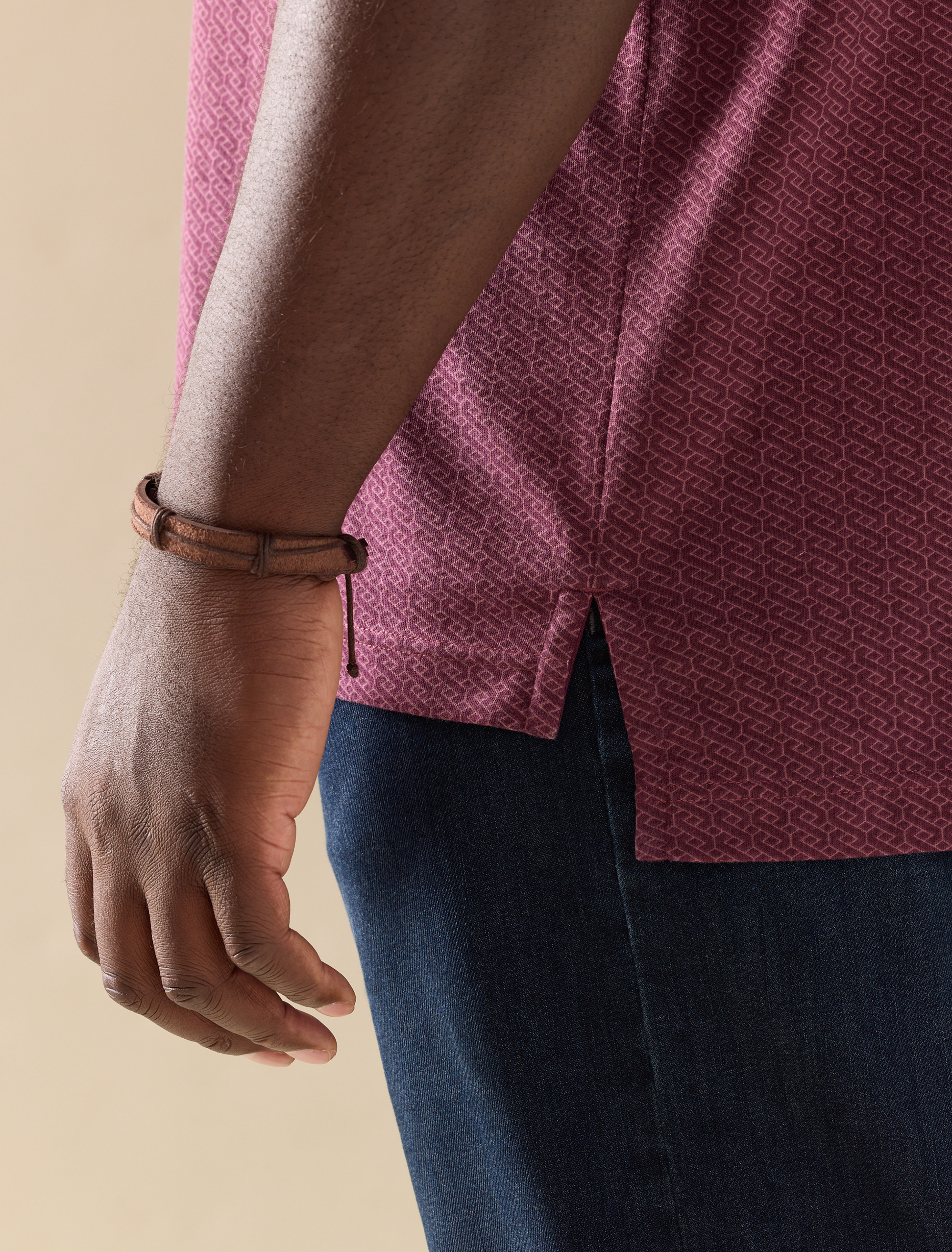 Tonal Geometric Print Polo Shirt
