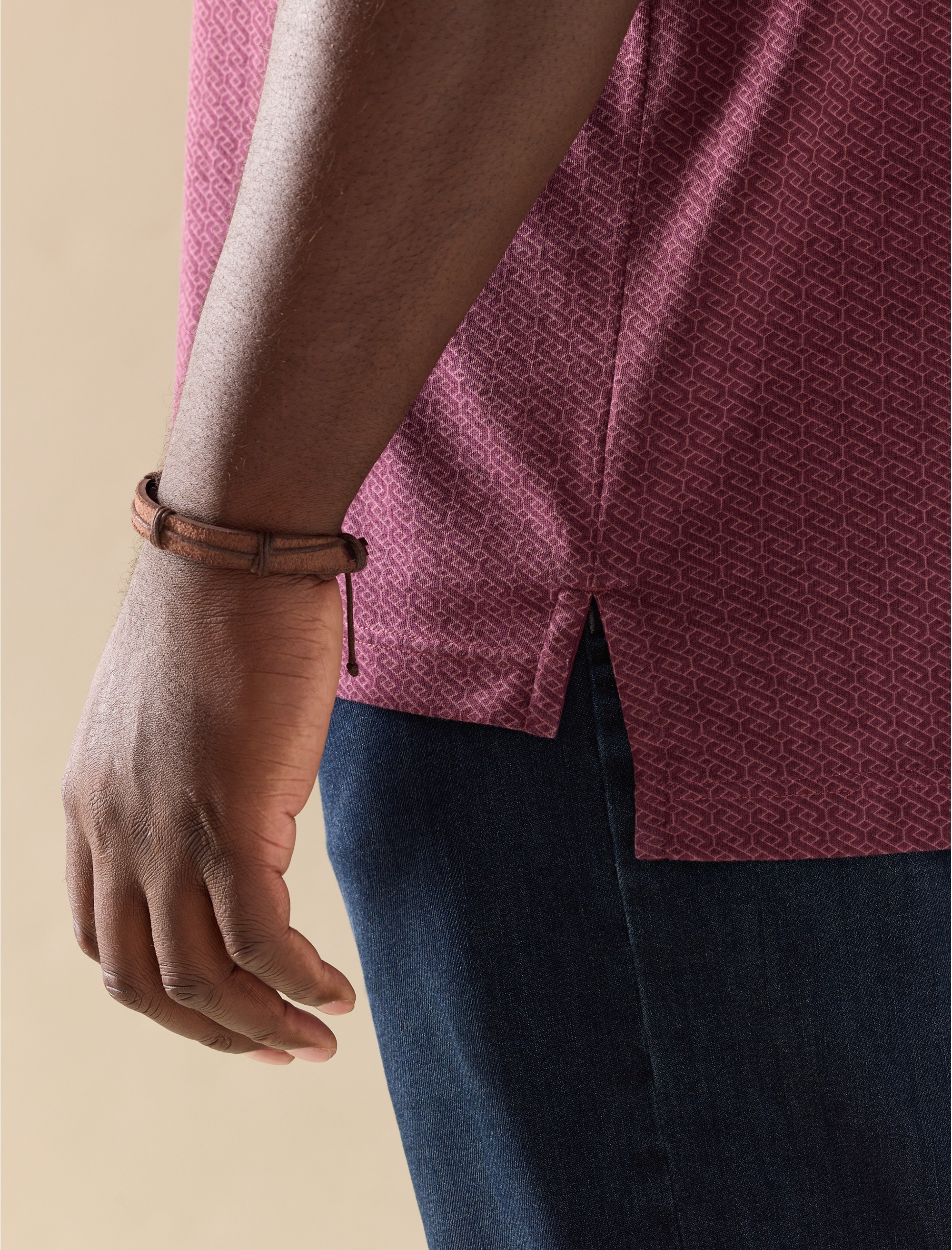 Tonal Geometric Print Polo Shirt - thumbnail 3