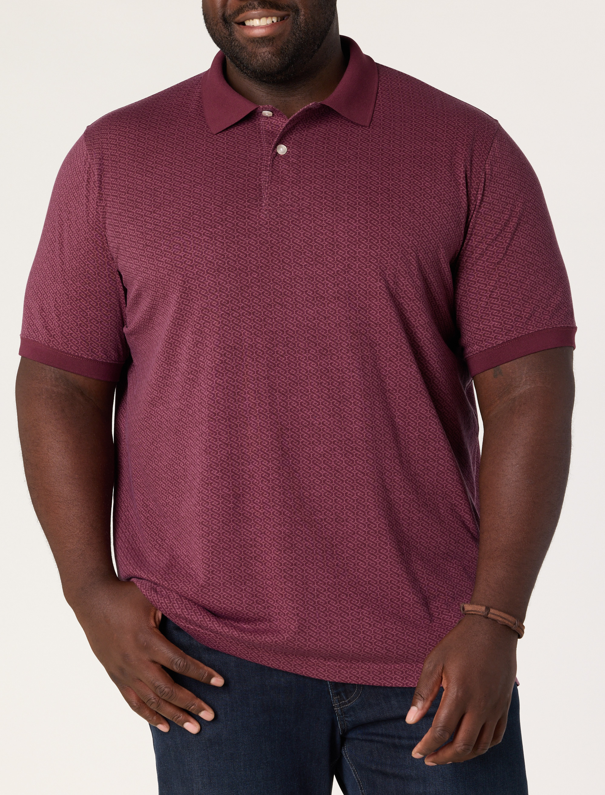 Tonal Geometric Print Polo Shirt