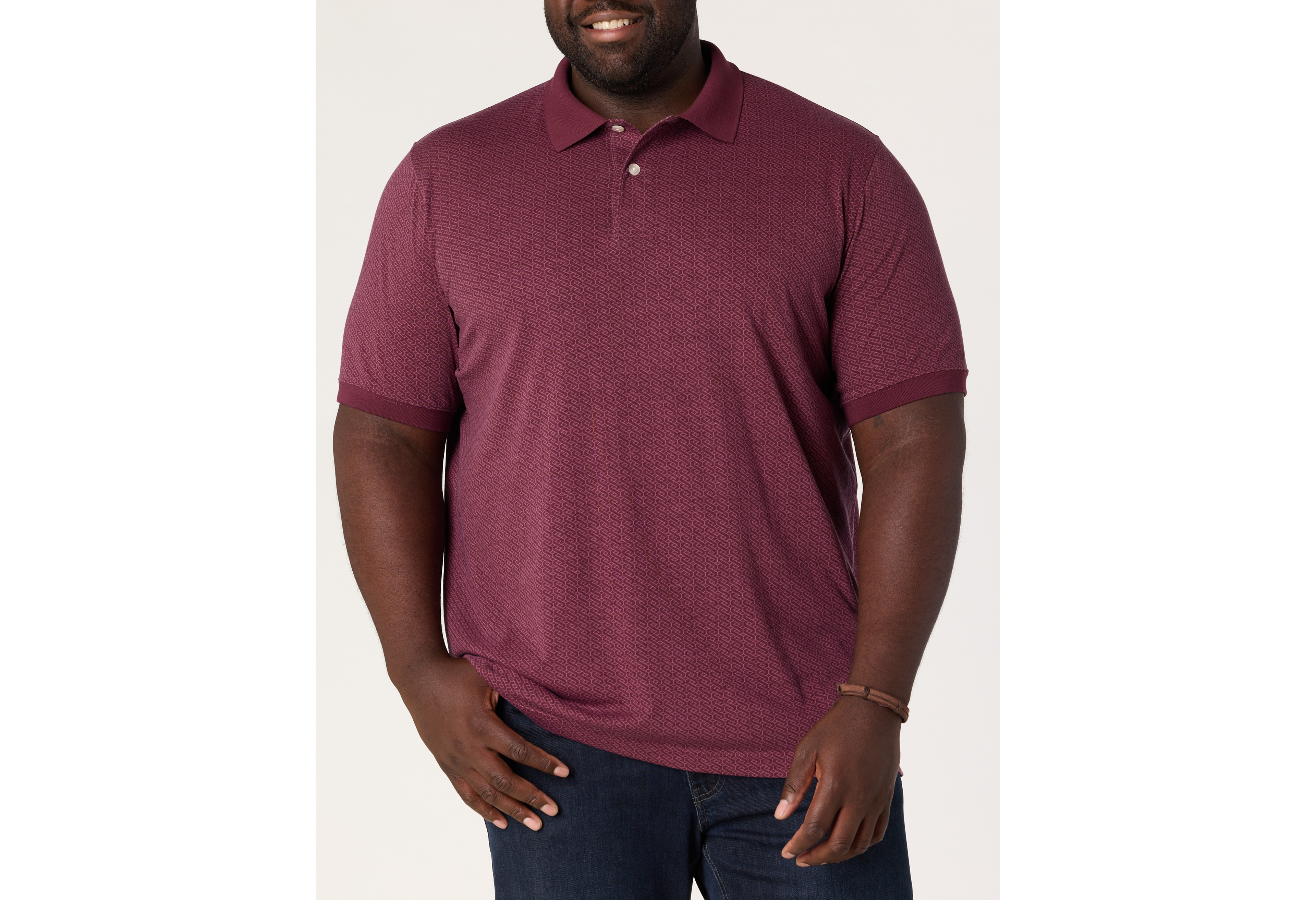 Tonal Geometric Print Polo Shirt