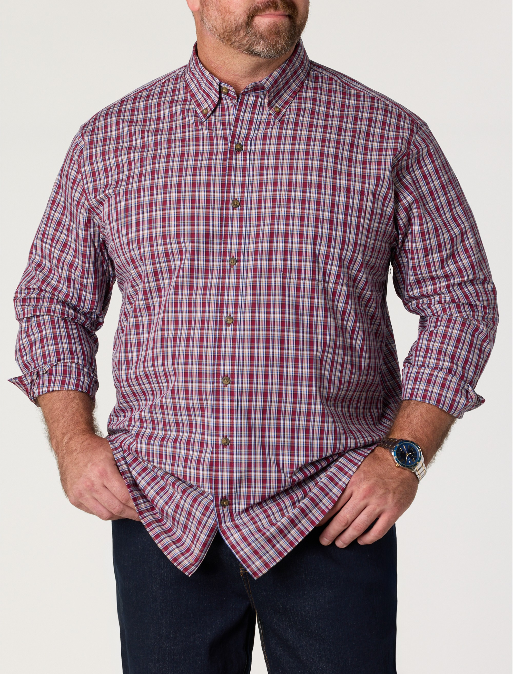 Easy-Care Plaid Sport Shirt