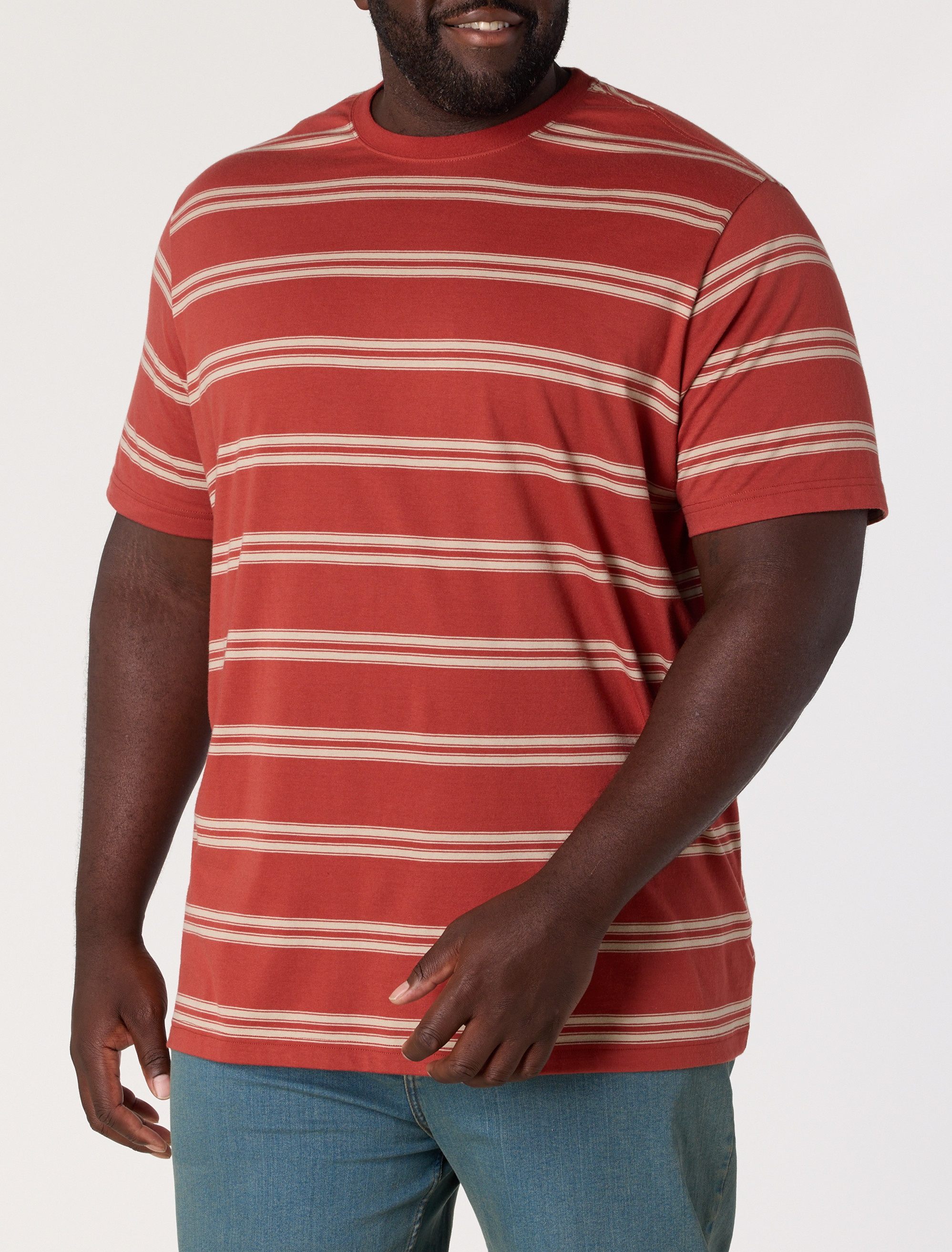 Big & Tall Men's Moisture-Wicking Double-Striped T-Shirt - Red - Size 1XLT