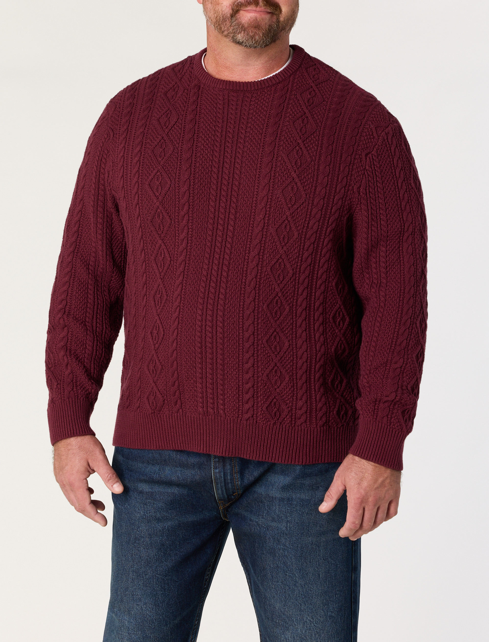 Cabled Crewneck Sweater