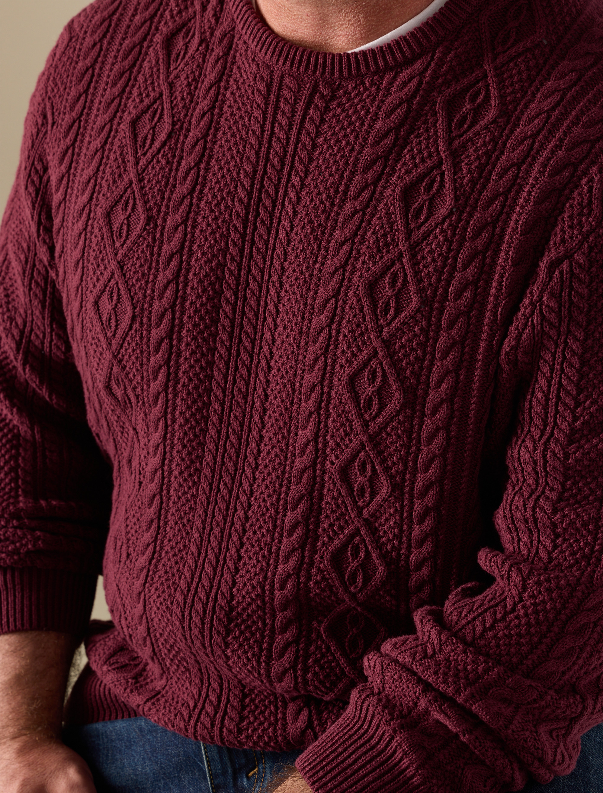 Cabled Crewneck Sweater