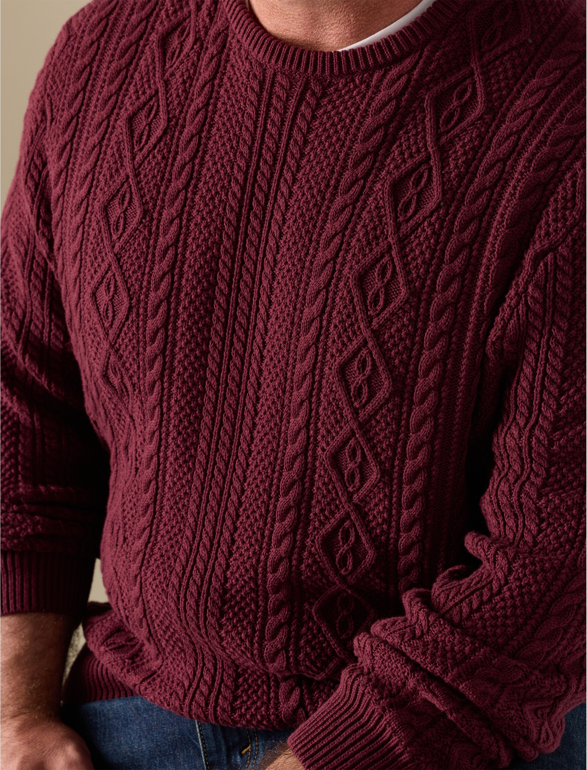 Cabled Crewneck Sweater - thumbnail 4