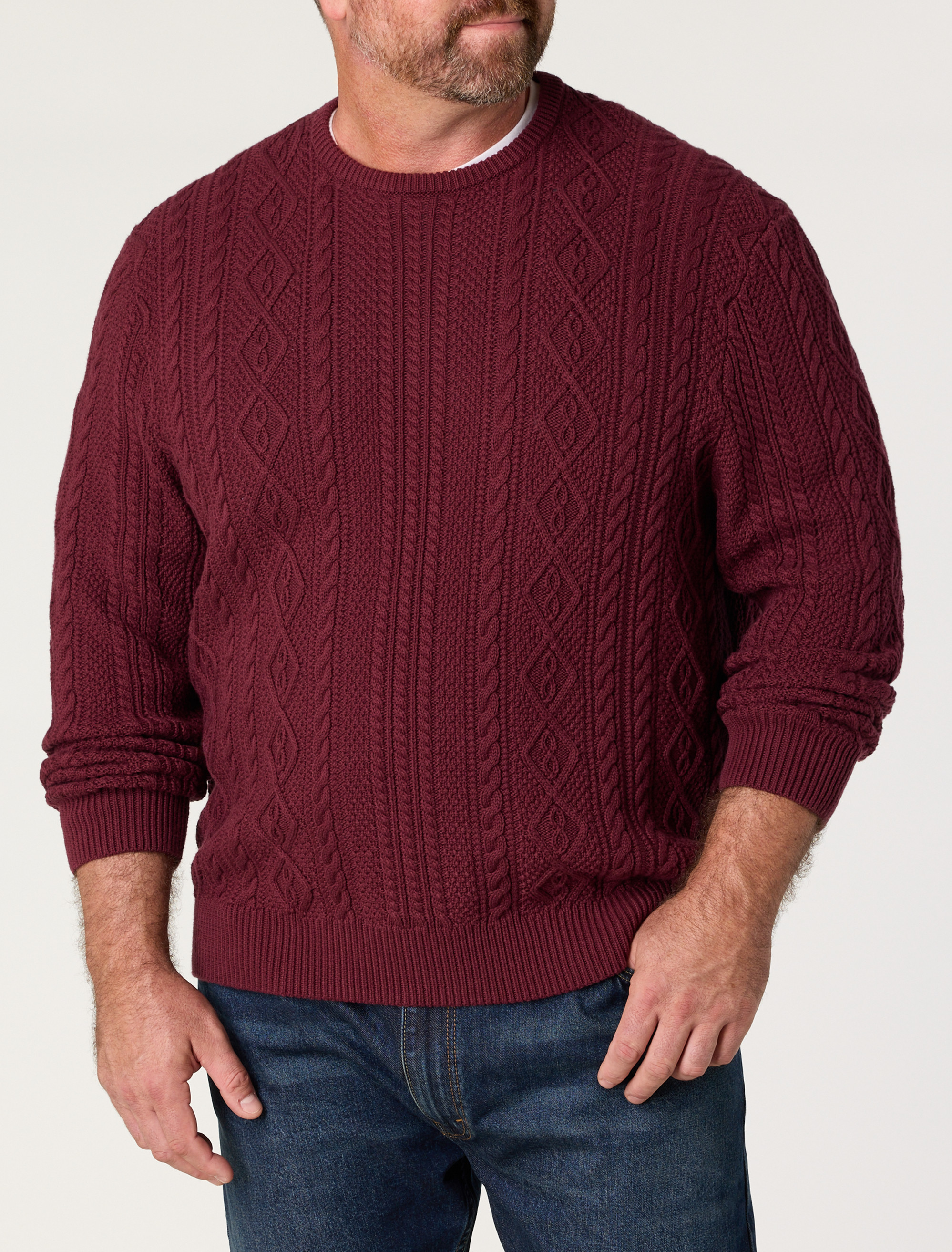 Cabled Crewneck Sweater