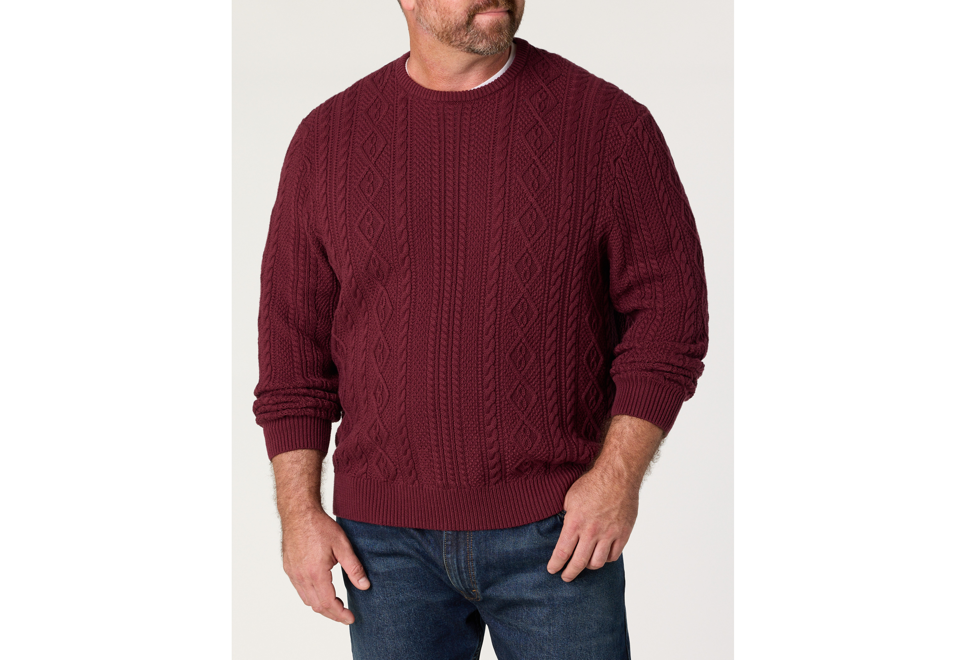 Cabled Crewneck Sweater