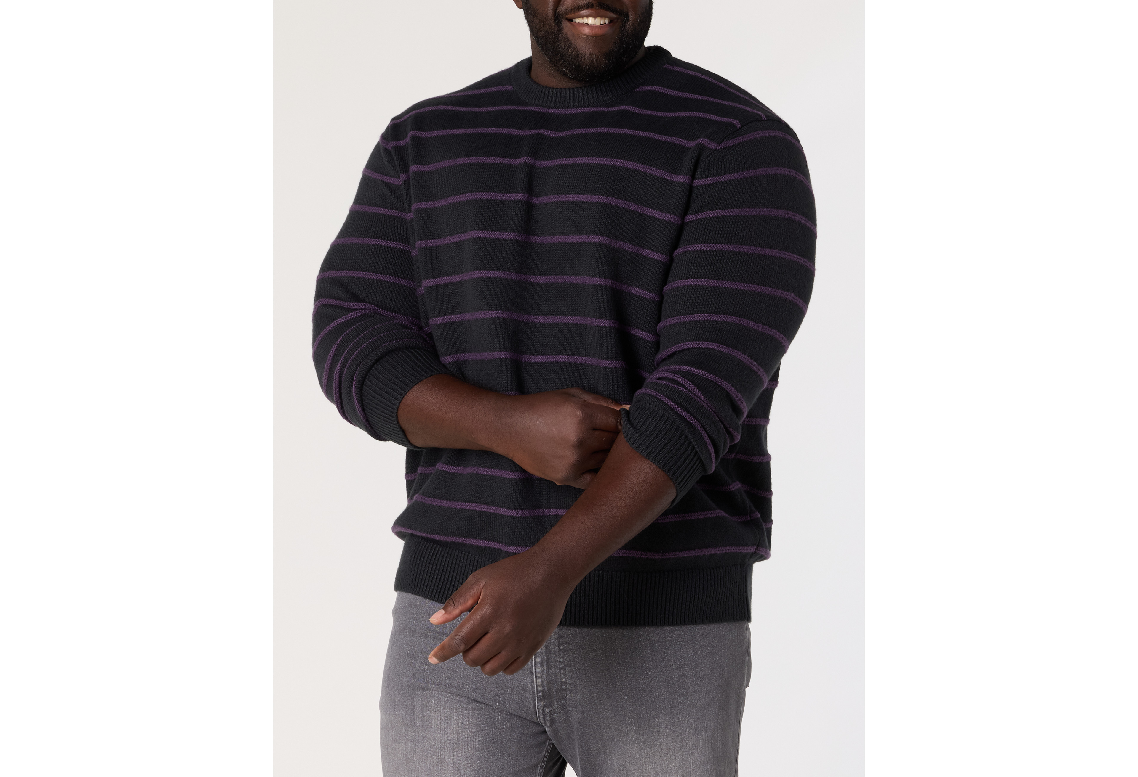 Textured Stripe Crewneck Sweater