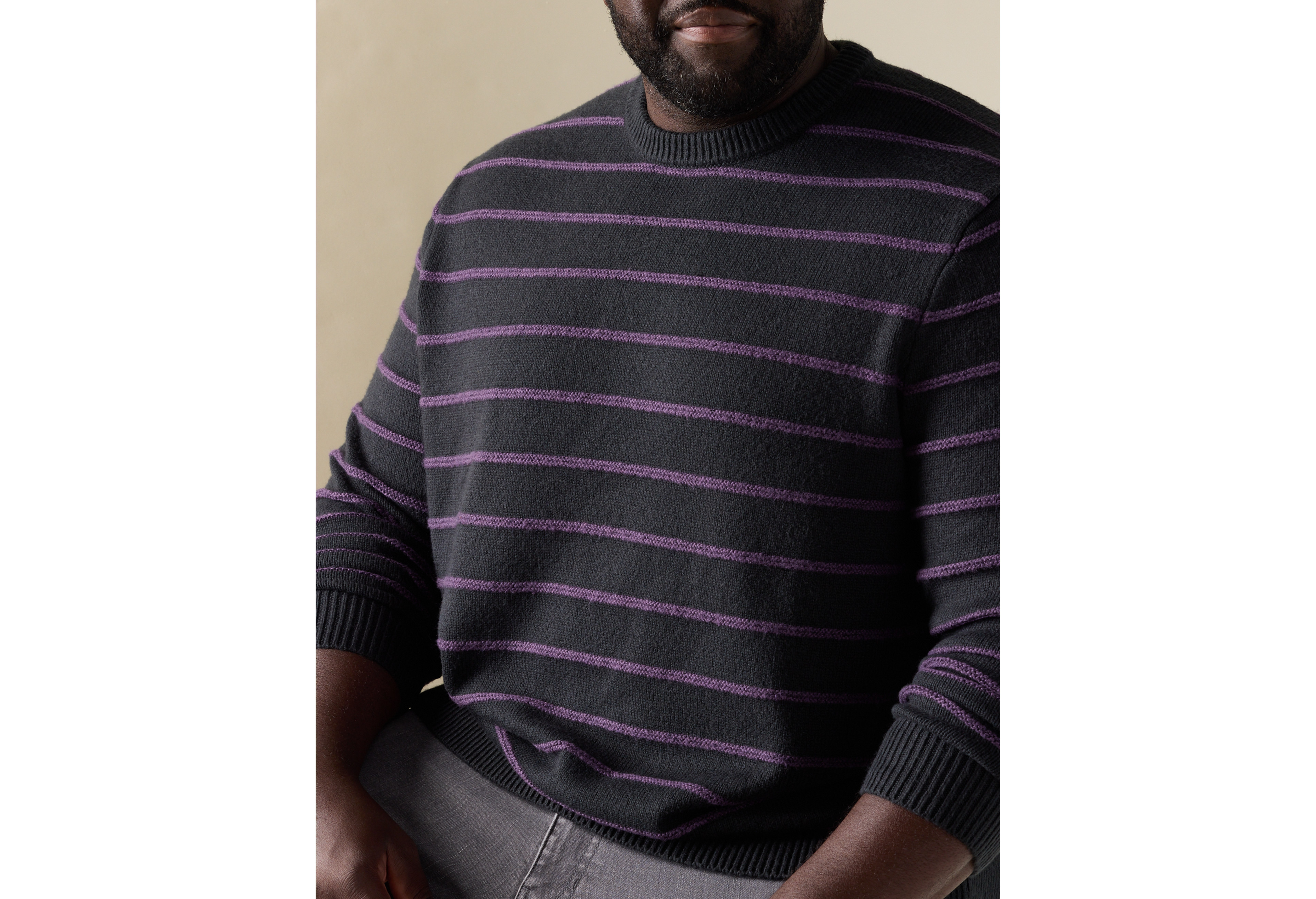 Textured Stripe Crewneck Sweater