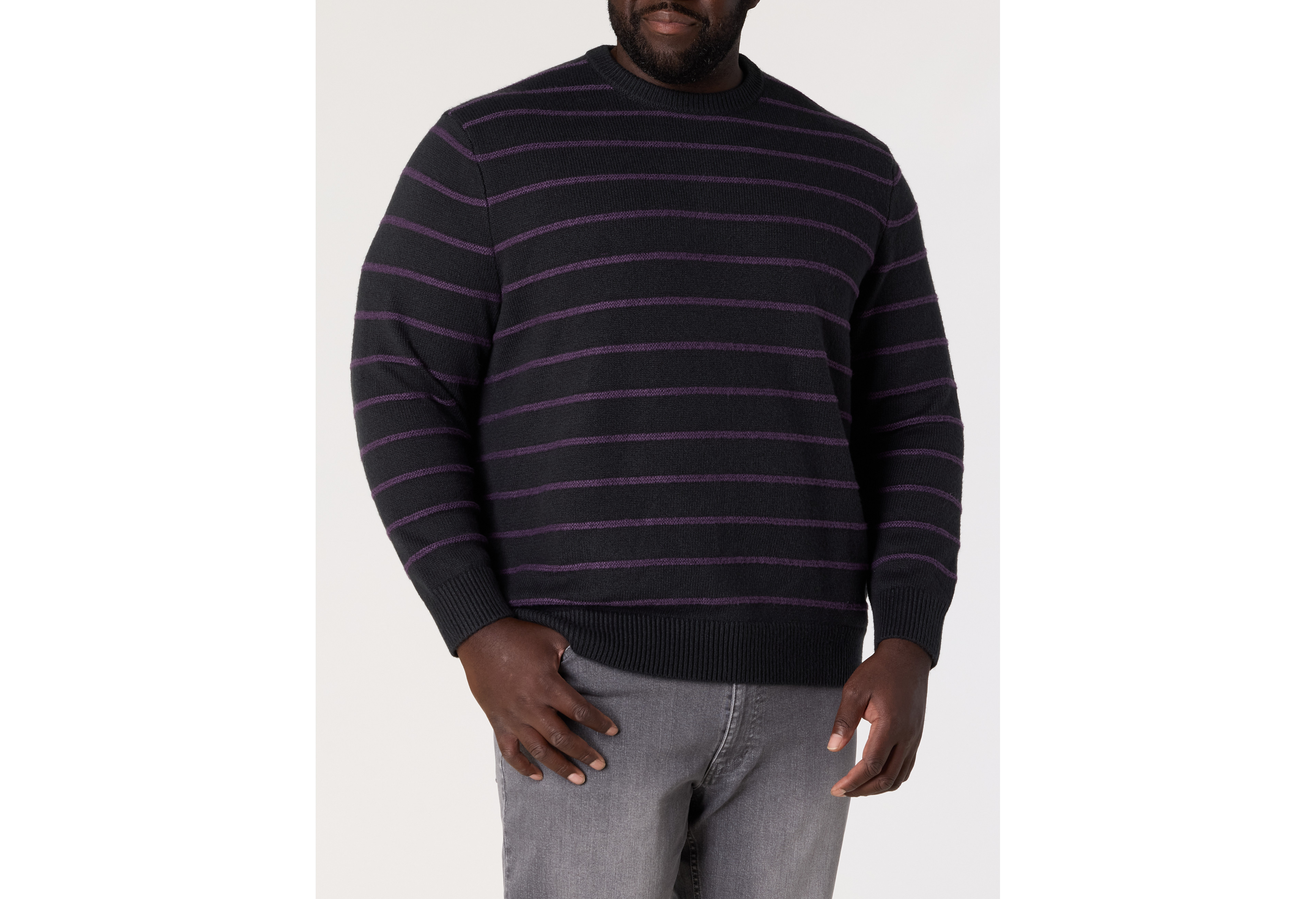 Textured Stripe Crewneck Sweater