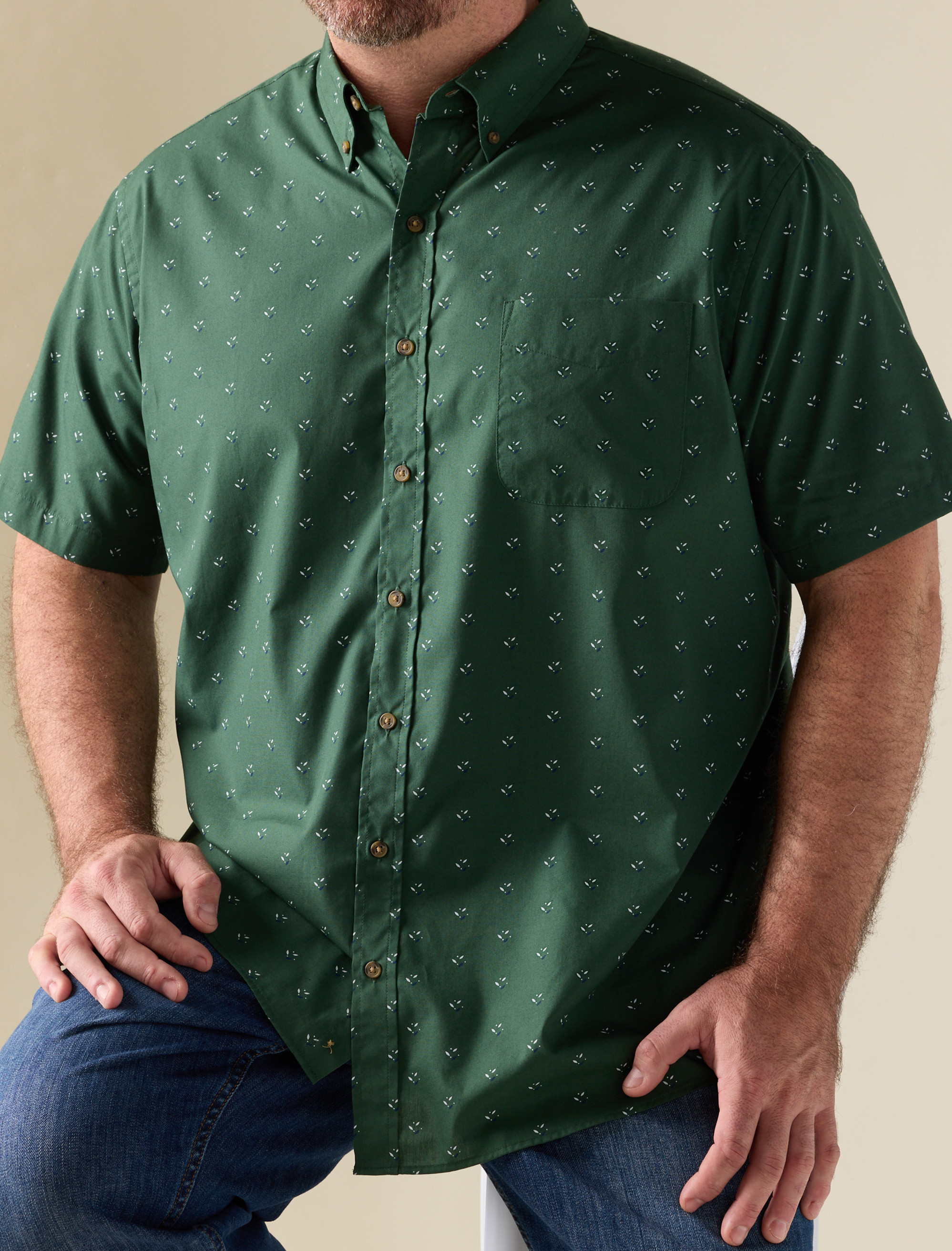 Easy-Care Micro Floral Sport Shirt