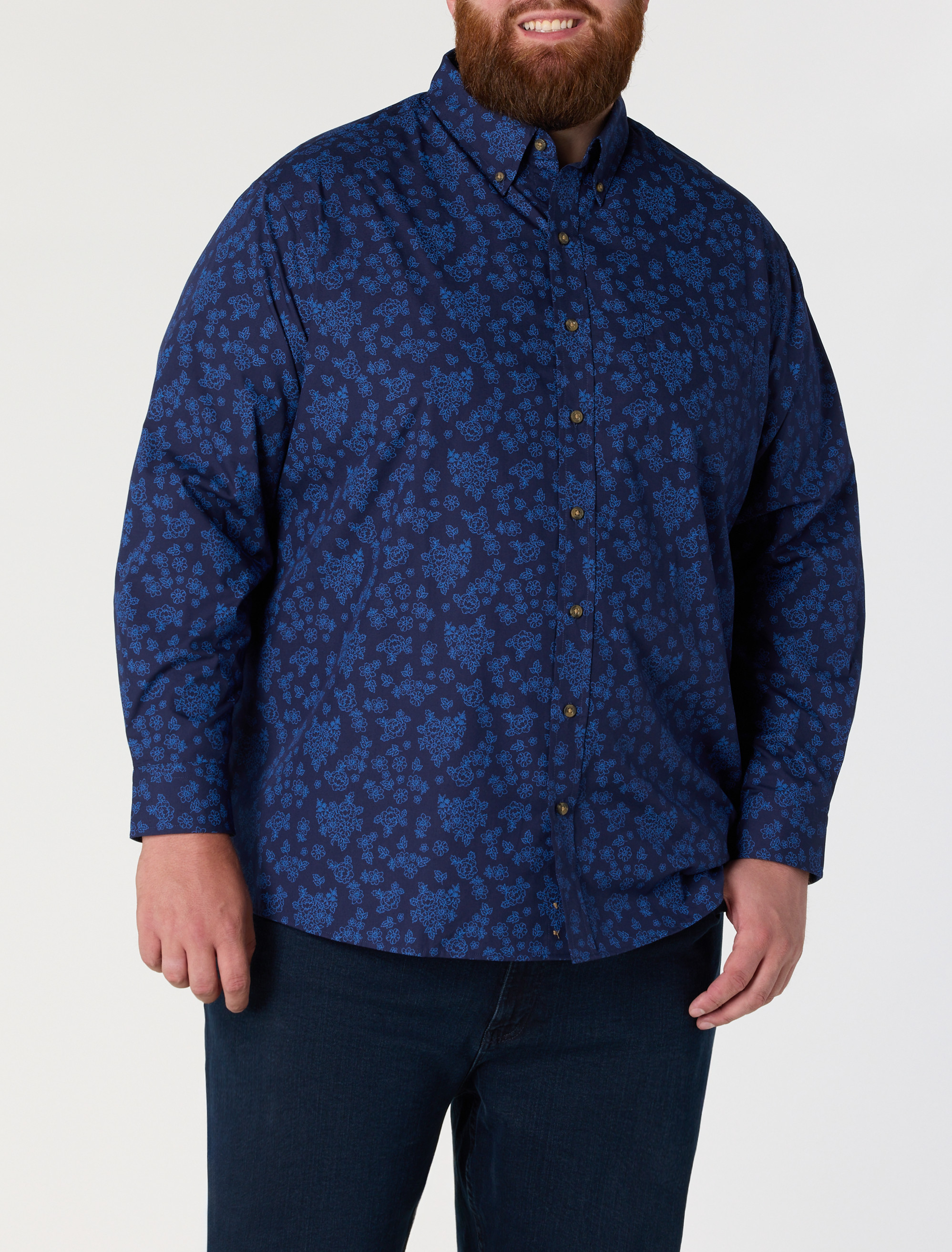 Easy-Care Tonal Floral Sport Shirt