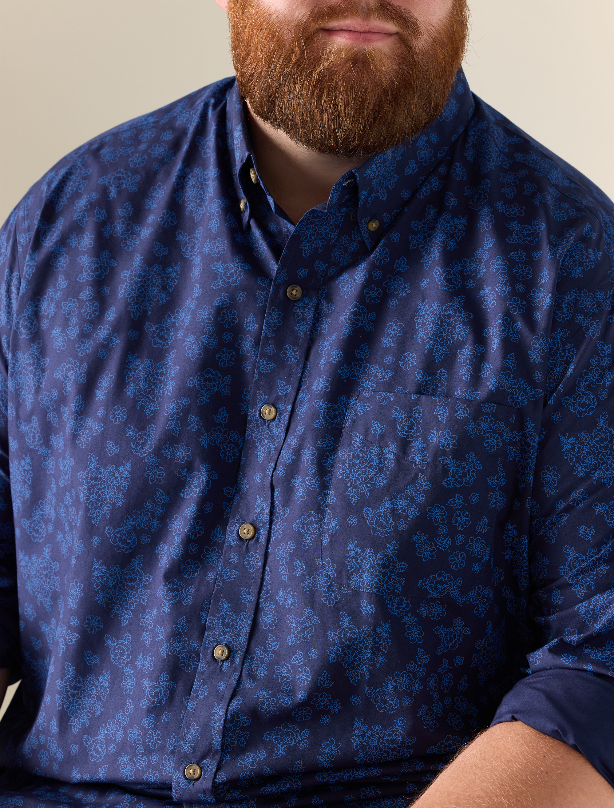 Easy-Care Tonal Floral Sport Shirt
