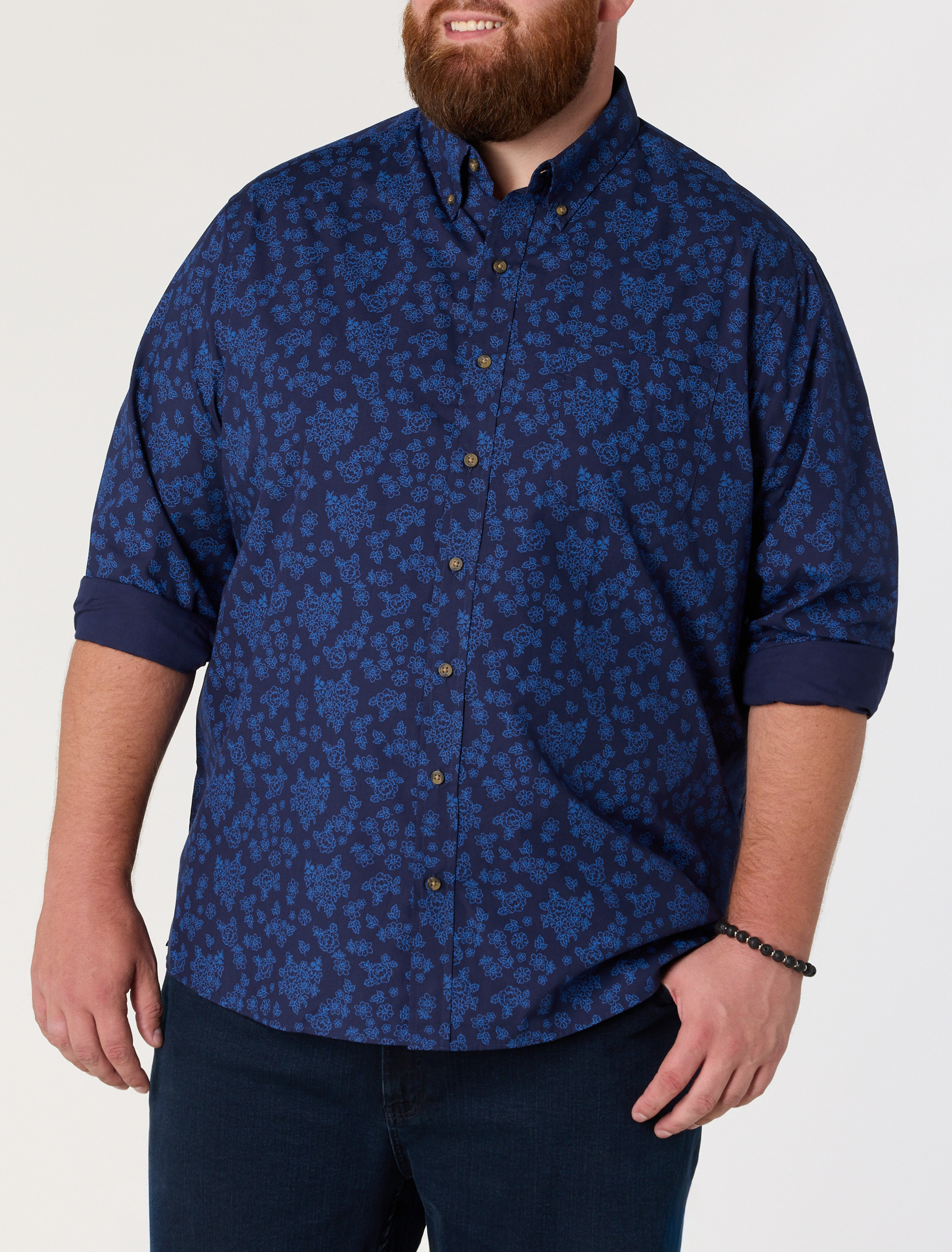 Easy-Care Tonal Floral Sport Shirt