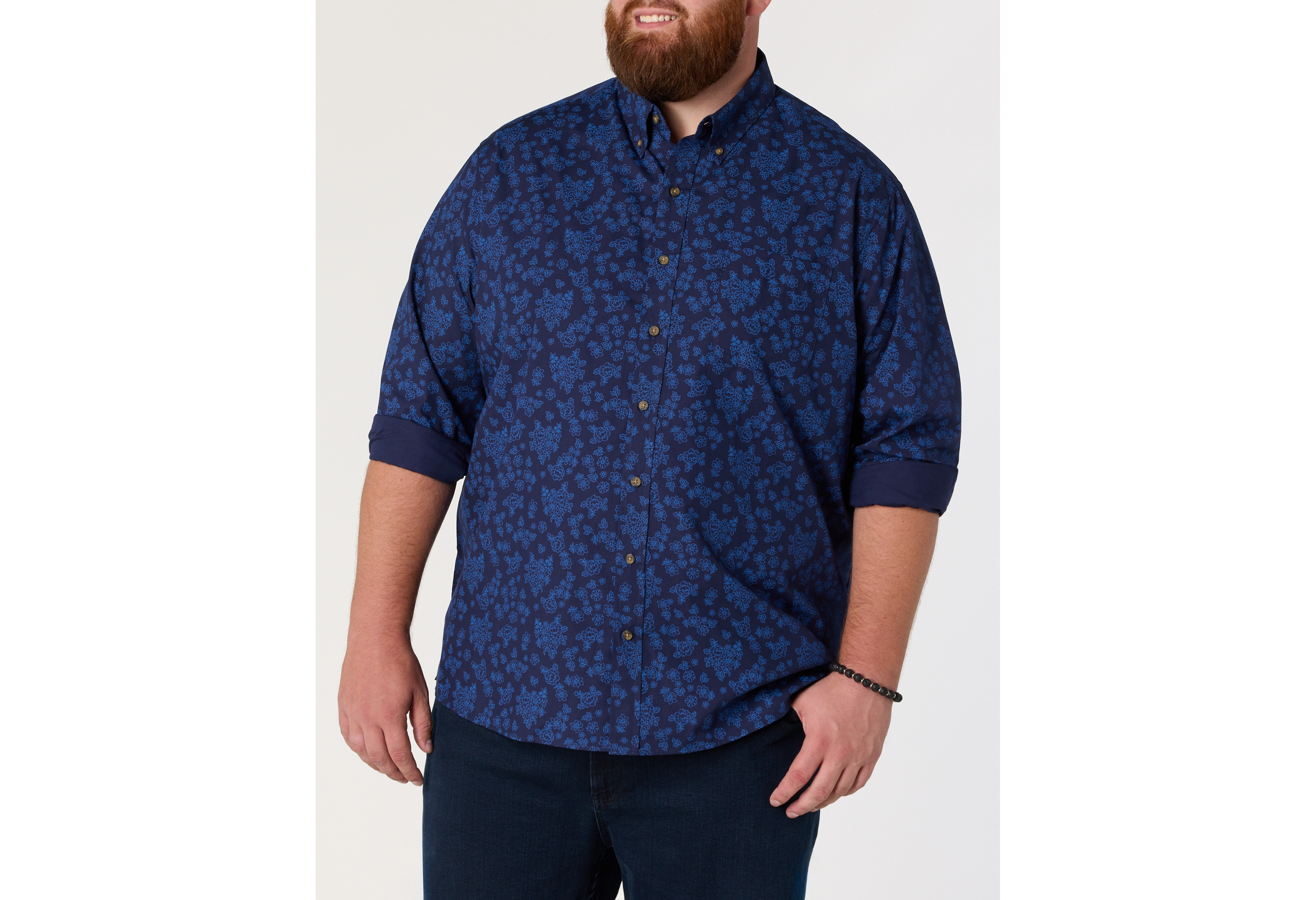 Easy-Care Tonal Floral Sport Shirt
