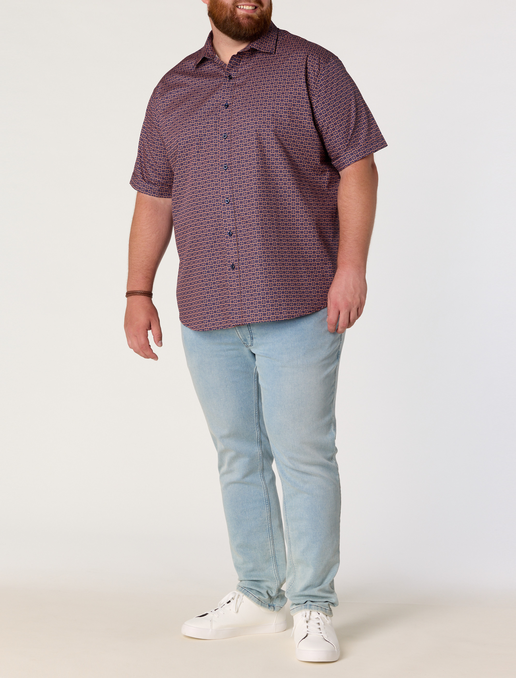 Geometric Dot Print Sport Shirt