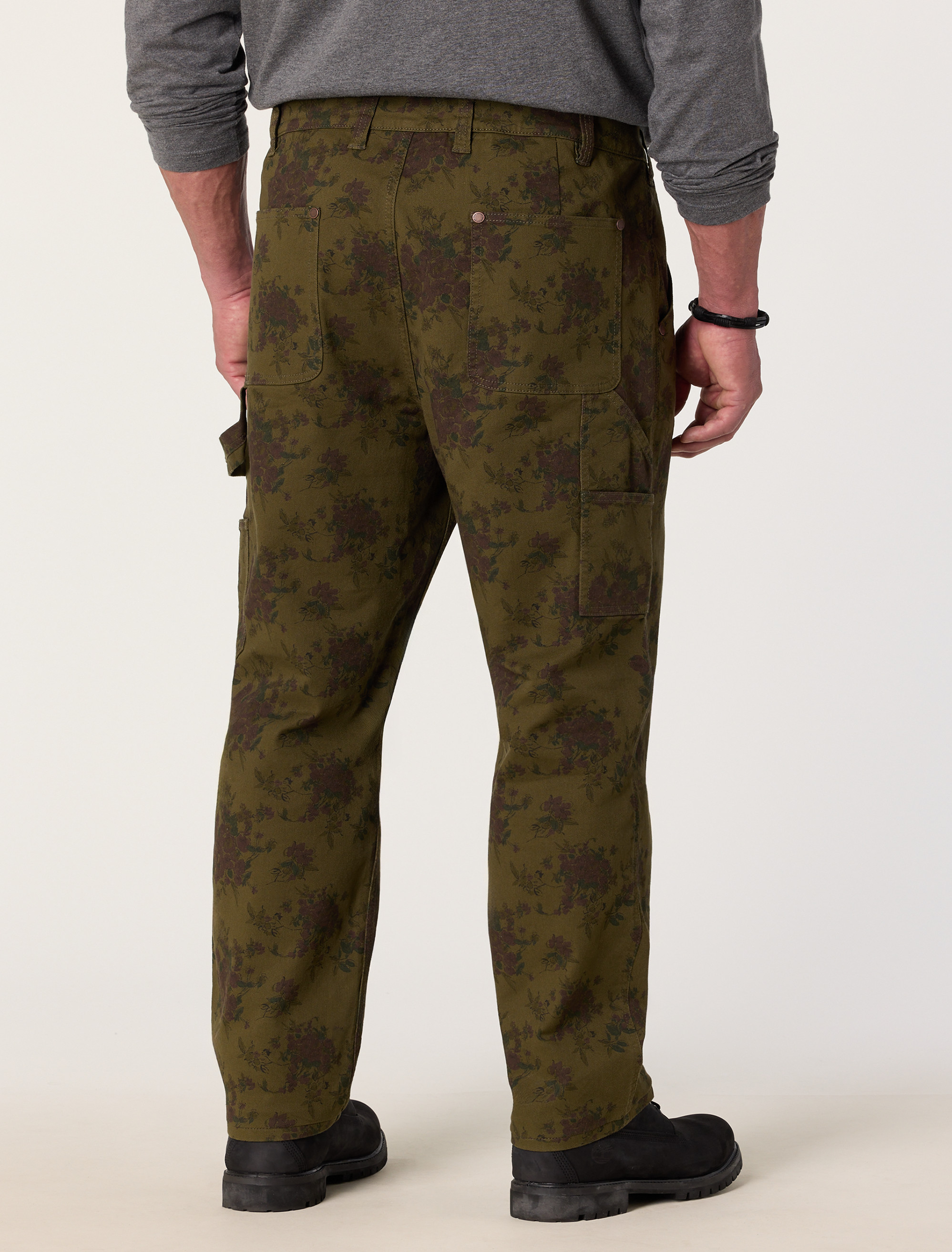 Relaxed Straight Floral Utility Jeans